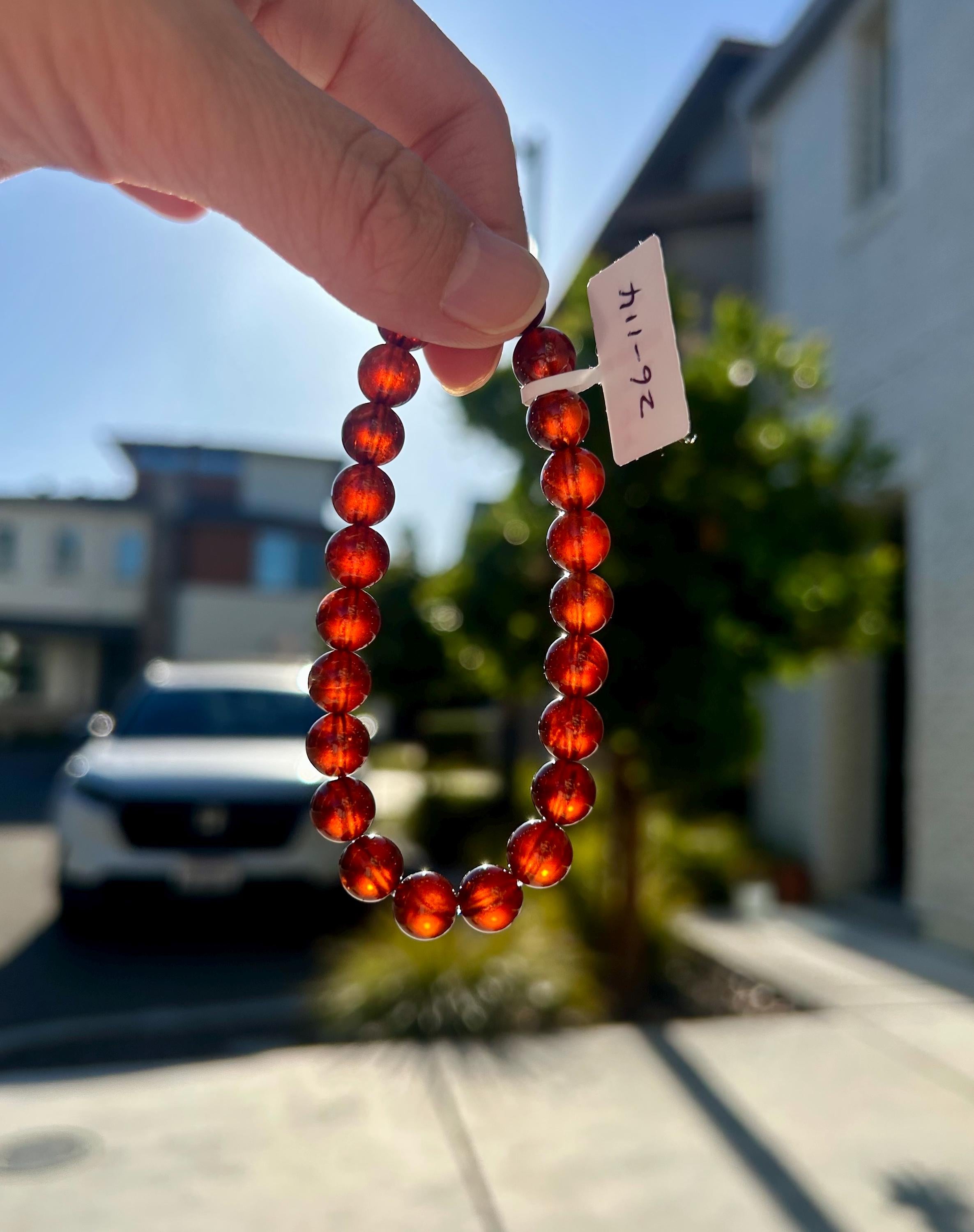 High Clarity Natural Garnet Beads Bracelet, 8.5mm beads stone beads bracelet, fits up to 16.5cm wrist (26-114）