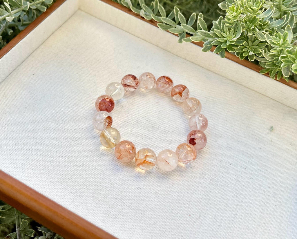 Chunky Hematite Quartz Bead Bracelet: Natural Crystal Jewelry, 13mm, Fits up to 16.8cm (25-072)