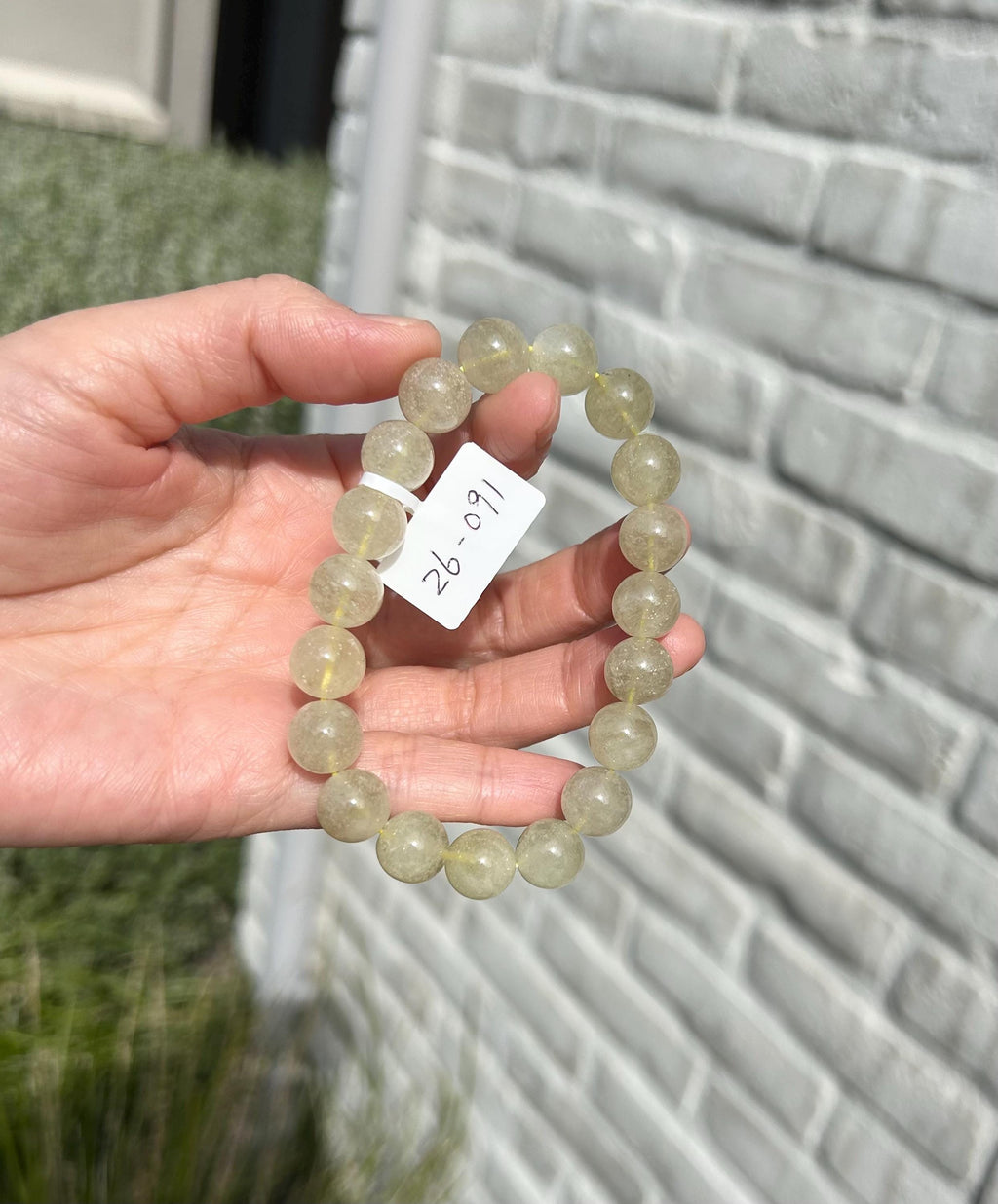 Healing Crystal, Gold Libyan Desert Glass square beads Bracelet: Tektite Beads, about 10.5mm beads, Fits up to 16.8cm wrist (26-91)