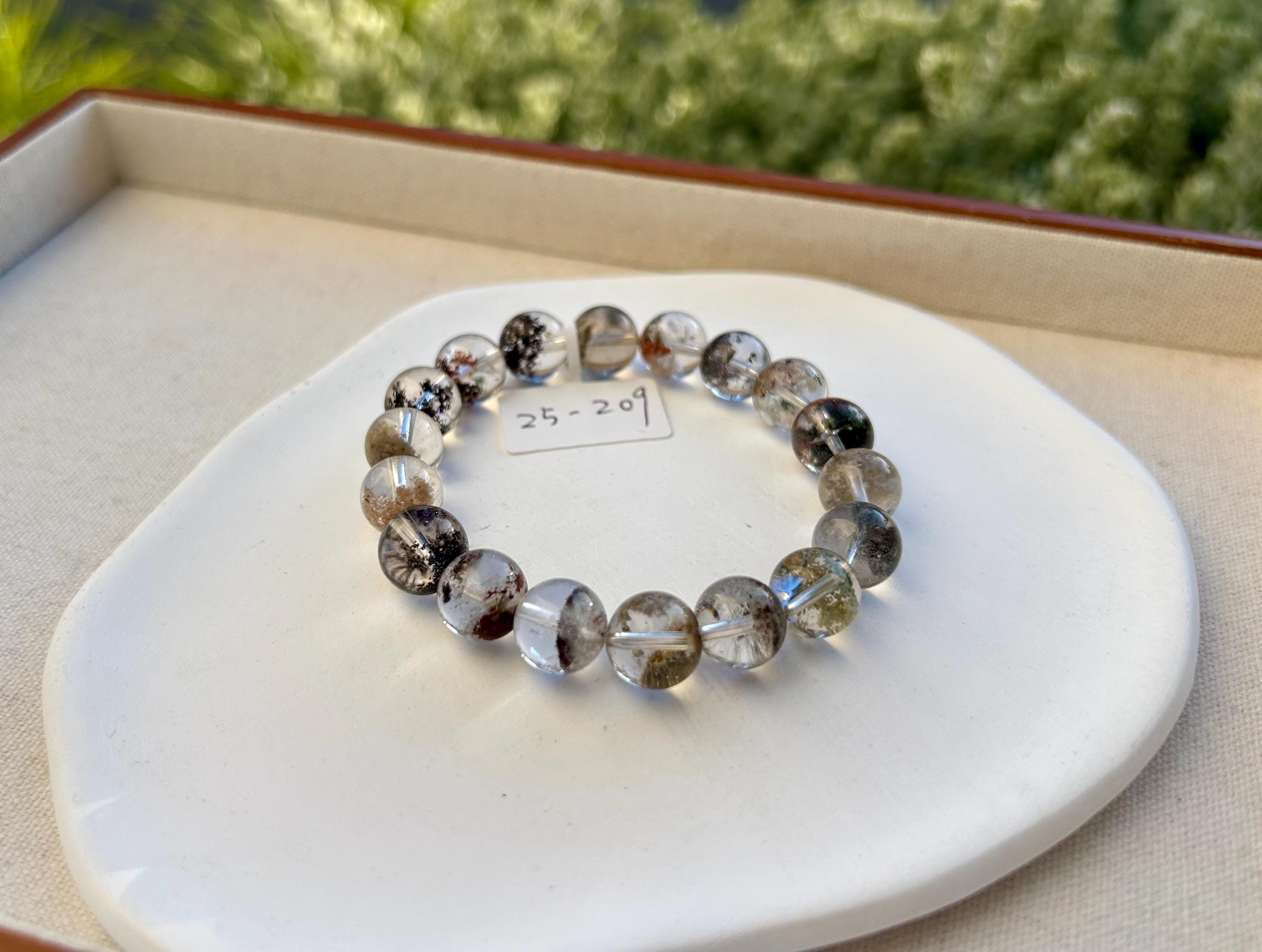 Four Season Phantom Quartz Crystal Bracelet: Eight-Faceted Gemstone Bead, fits up to 16.5cm wrist (25-209)