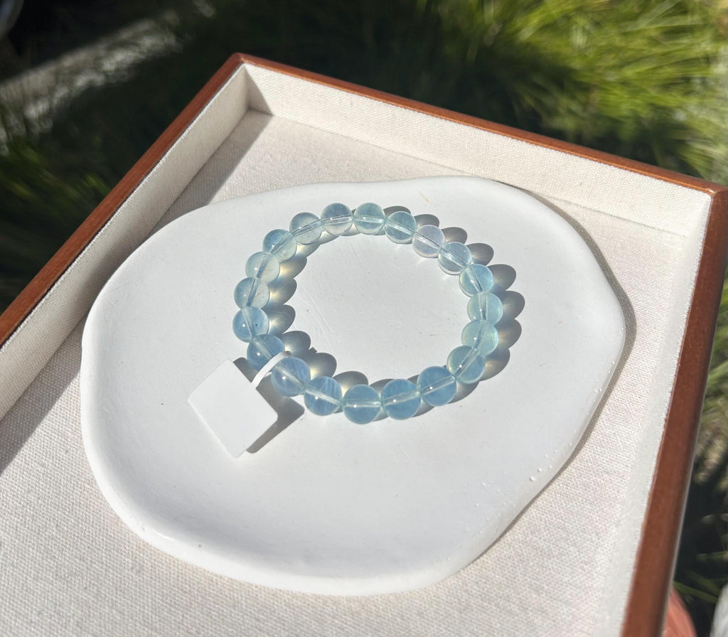 High Clarity Natural Chunky Aquamarine Quartz beads bracelet, 10mm beads, fits up 17cm wrist (26-192)