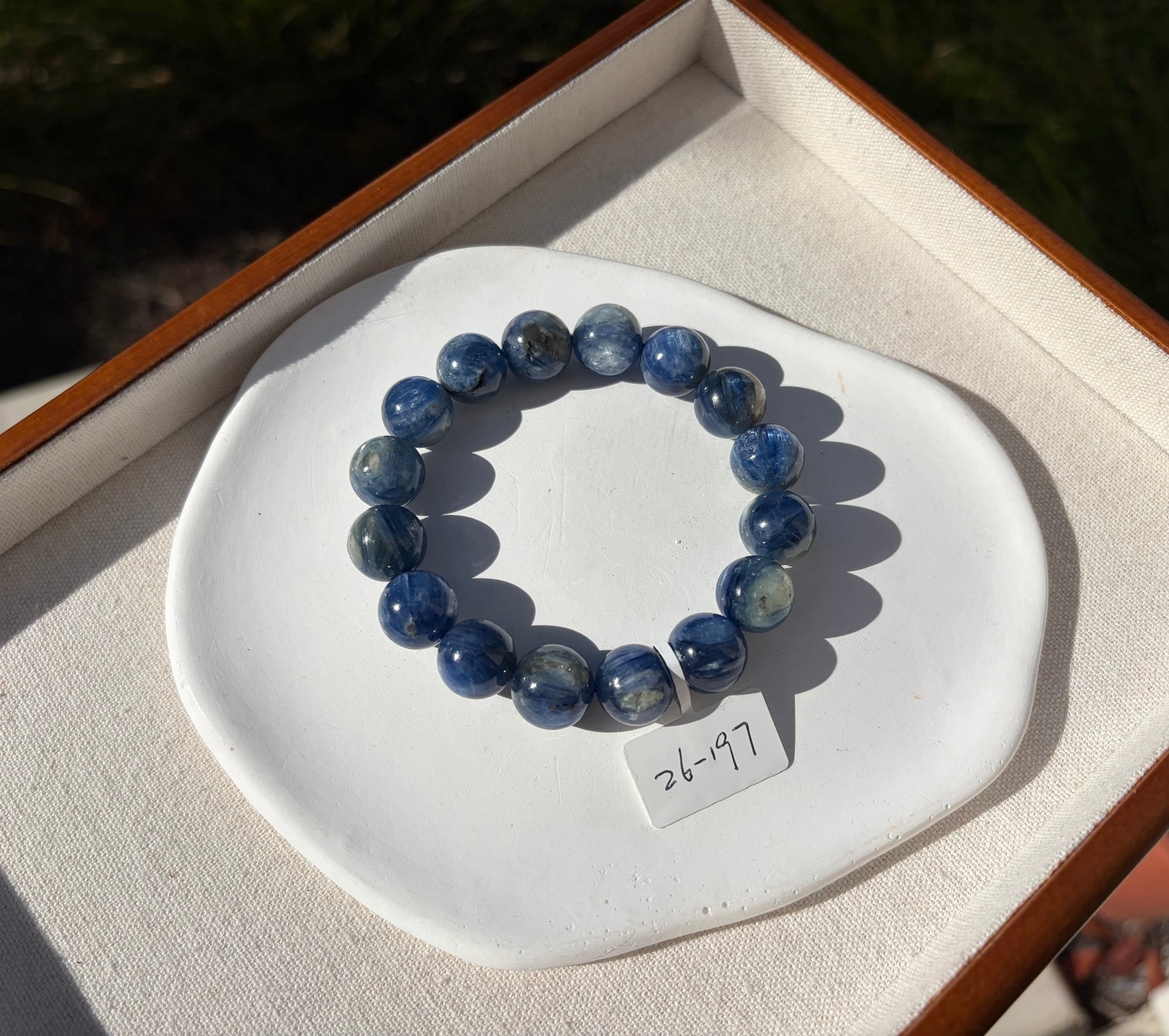 Chunky Blue Kyanite Bracelet: Genuine Green Kyanite Healing Stone, 13mm beads, fits up to 16.7cm  (26-197)
