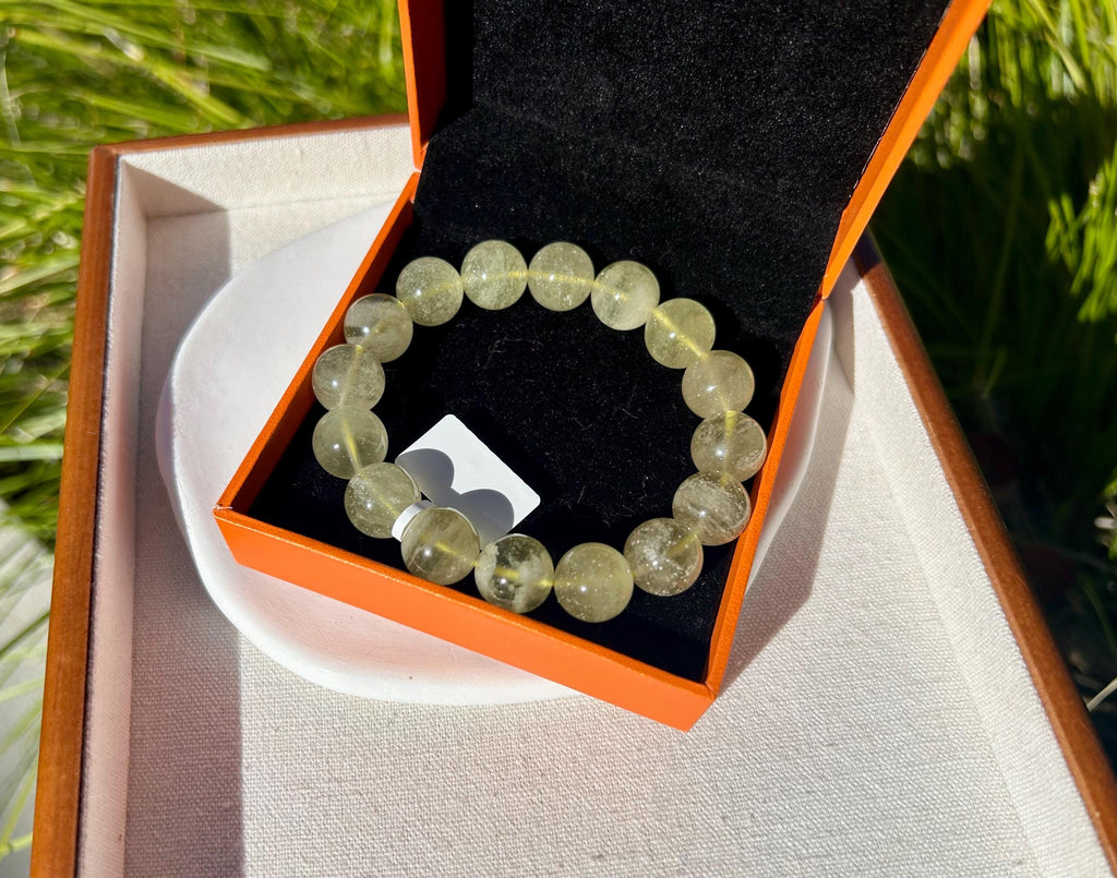 Gold Libyan Desert Glass square beads Bracelet: Tektite Beads, 13.5mm+ beads, Fits up to 17.5cm wrist (GH-46)