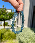 Rare Green/Blue Kyanite Bracelet, 10mm beads, Genuine Green Kyanite, Healing Stone, fits up to 15.8cm wrist (26-109)