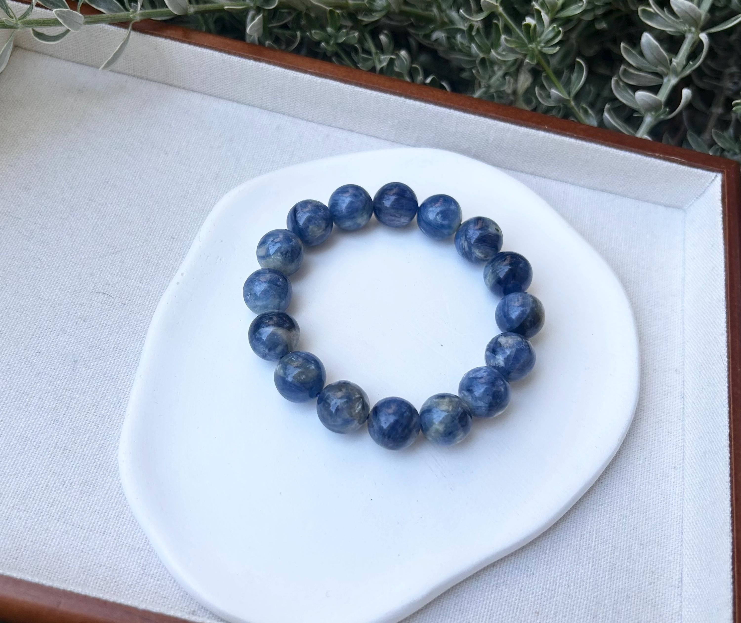 Chunky Blue Kyanite Bracelet: Genuine Green Kyanite Healing Stone  (25-057)