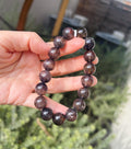 Sunstone iolite with Blood-Like Inclusions Chunky 12mm beads bracelet, Deep Violet with Red Inclusions, Fits up to 16.8cm wrist (GH-009)