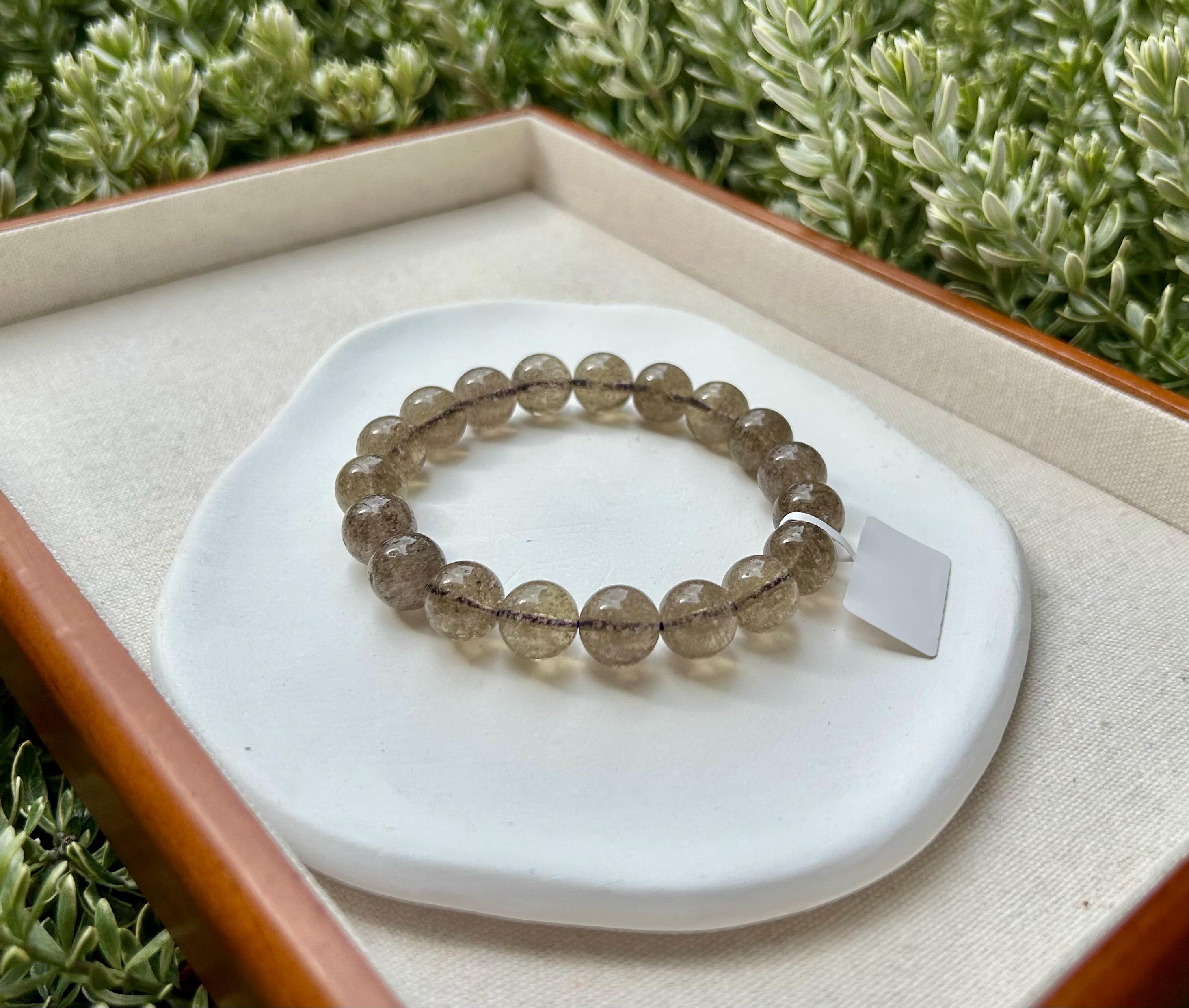 Healing Crystal, High Quality Chunky Libyan Desert Glass Bracelet, Purple Gray Tektite, 11mm+, Fits up to 17cm wrist (26-034)