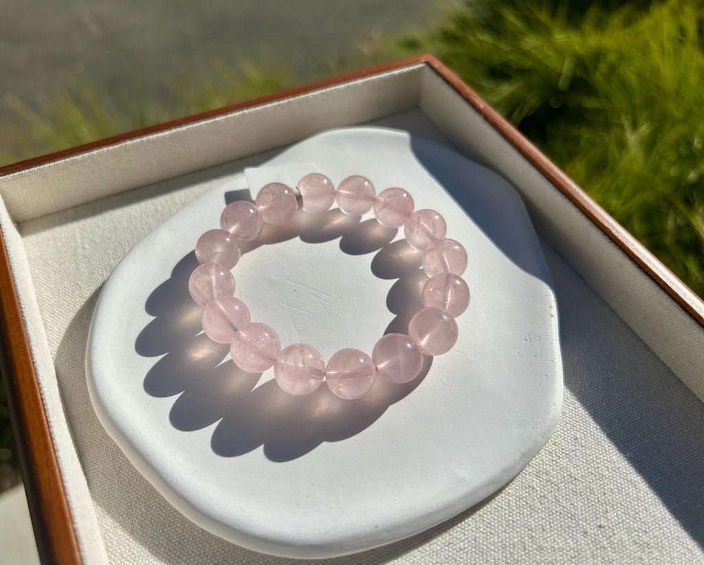 Chunky Rose Quartz Beaded Bracelet - 13mm+ Crystal Beads, fits up to 16.8mm wrist (26-185)