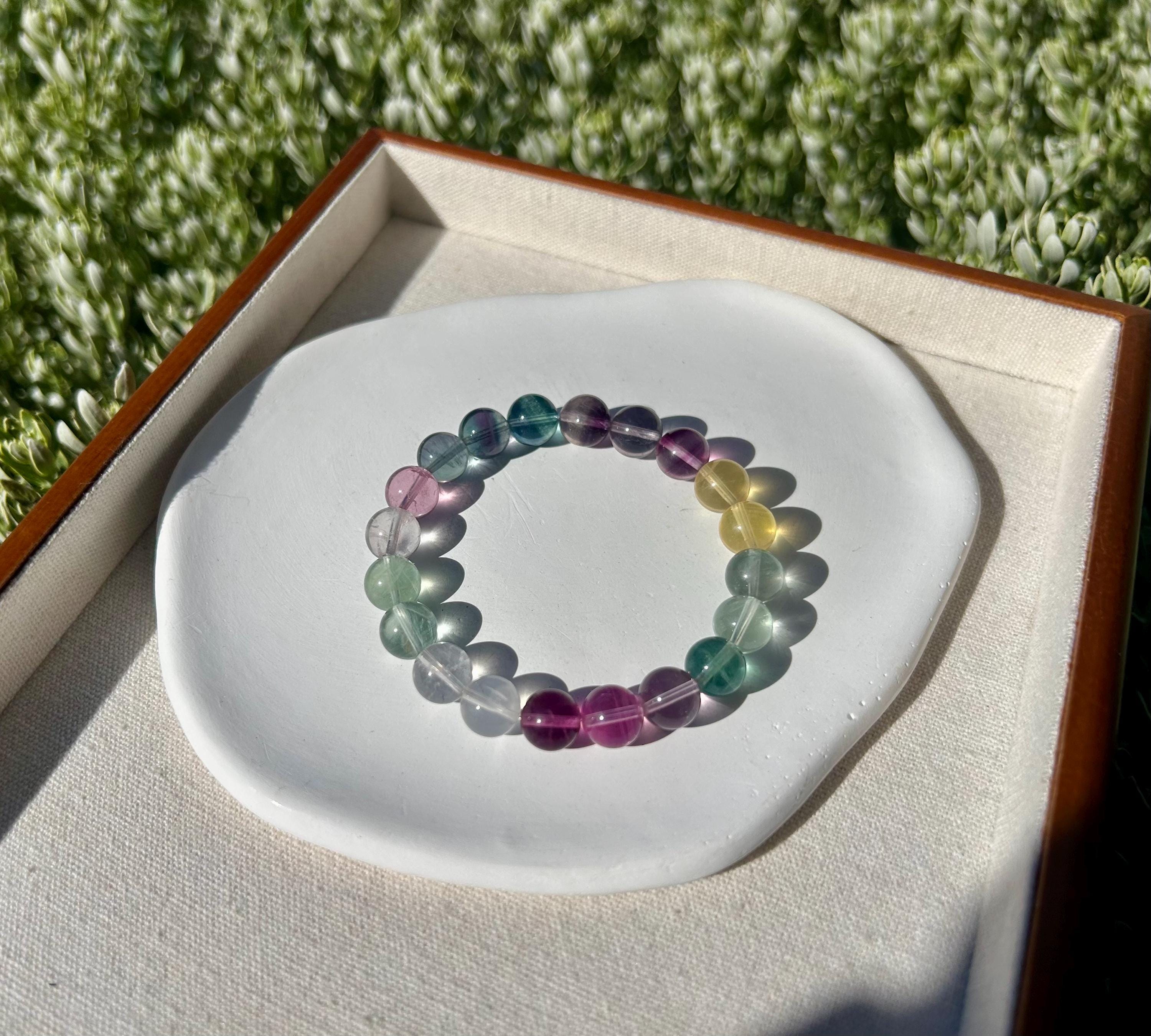 Multicolor Fluorite Bead Bracelet - 9.7mm beads, fits up to 16cm wrist  (26-079)