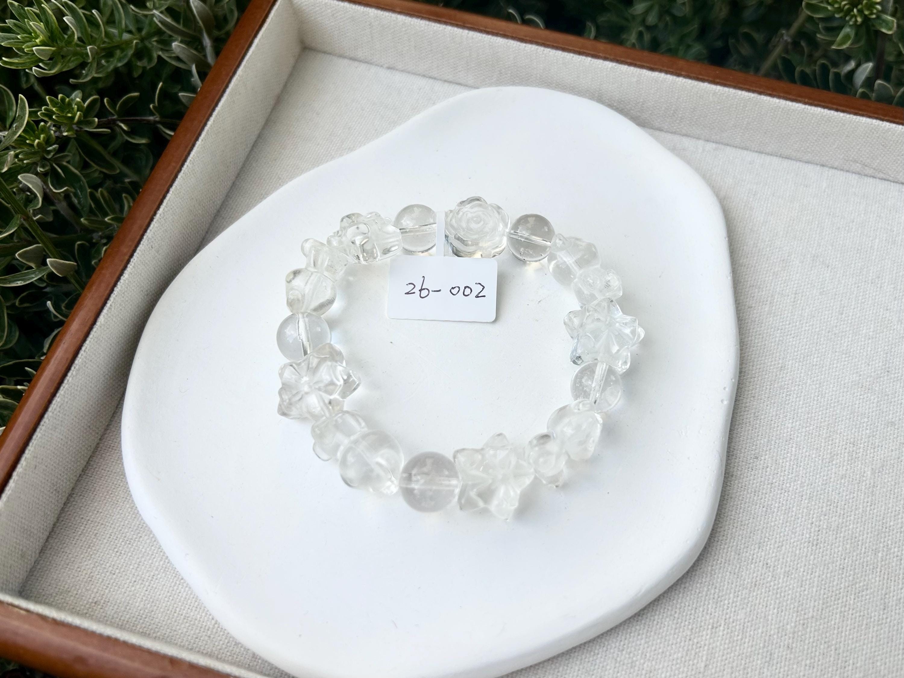 Clear quartz carving beads, Clear quartz carving bear beads, Clear Quartz Beads bracelet, fits for 16.5cm wrist (26-002)