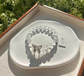 Clear Quartz beads bracelet with moonstone beads, Fits up to 17cm wrist, can be adjusted shorter (26-064)