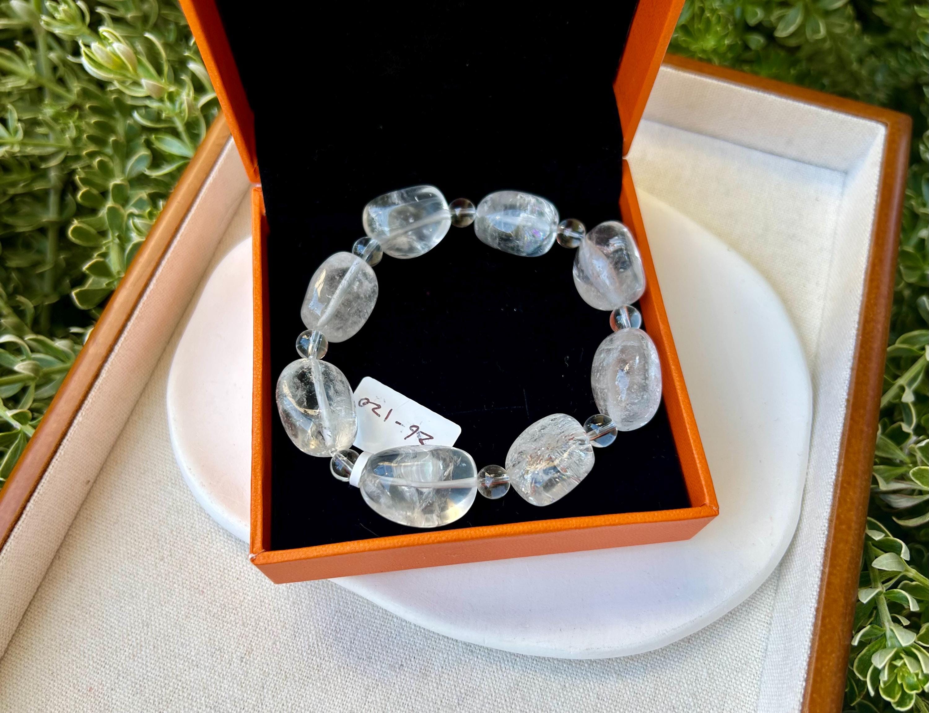 Clear Quartz Crystal Nugget Bracelet - Natural Stone Jewelry, fits up to 16.8cm wrist (26-120)