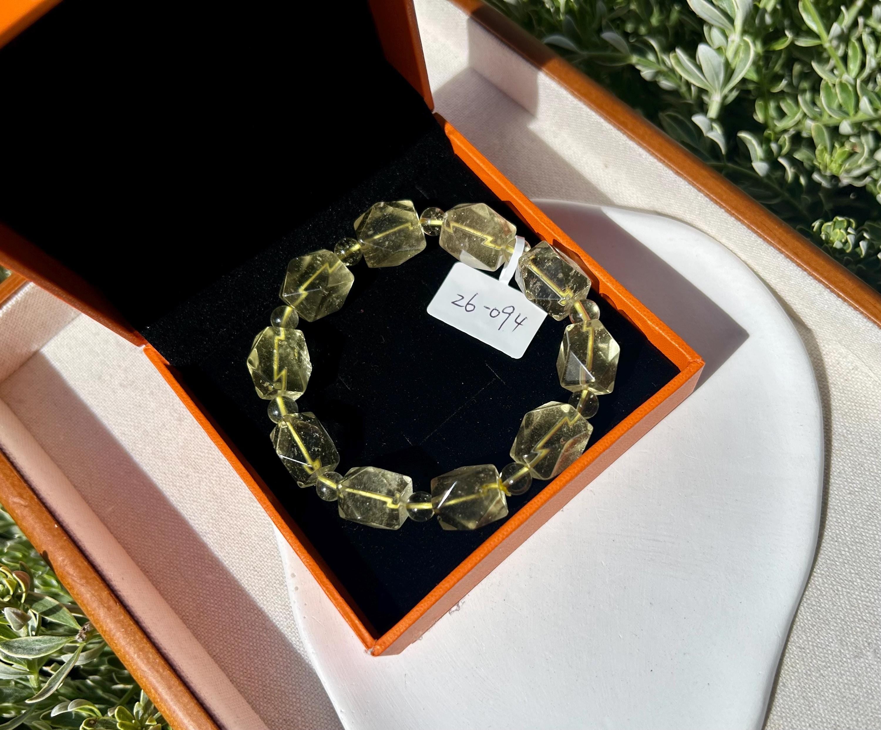 Healing Crystal, Chunky Clean Libyan Desert Glass Bead Bracelet, Gold Tektite, Wealth & Prosperity, first to 17cm wrist (26-094)