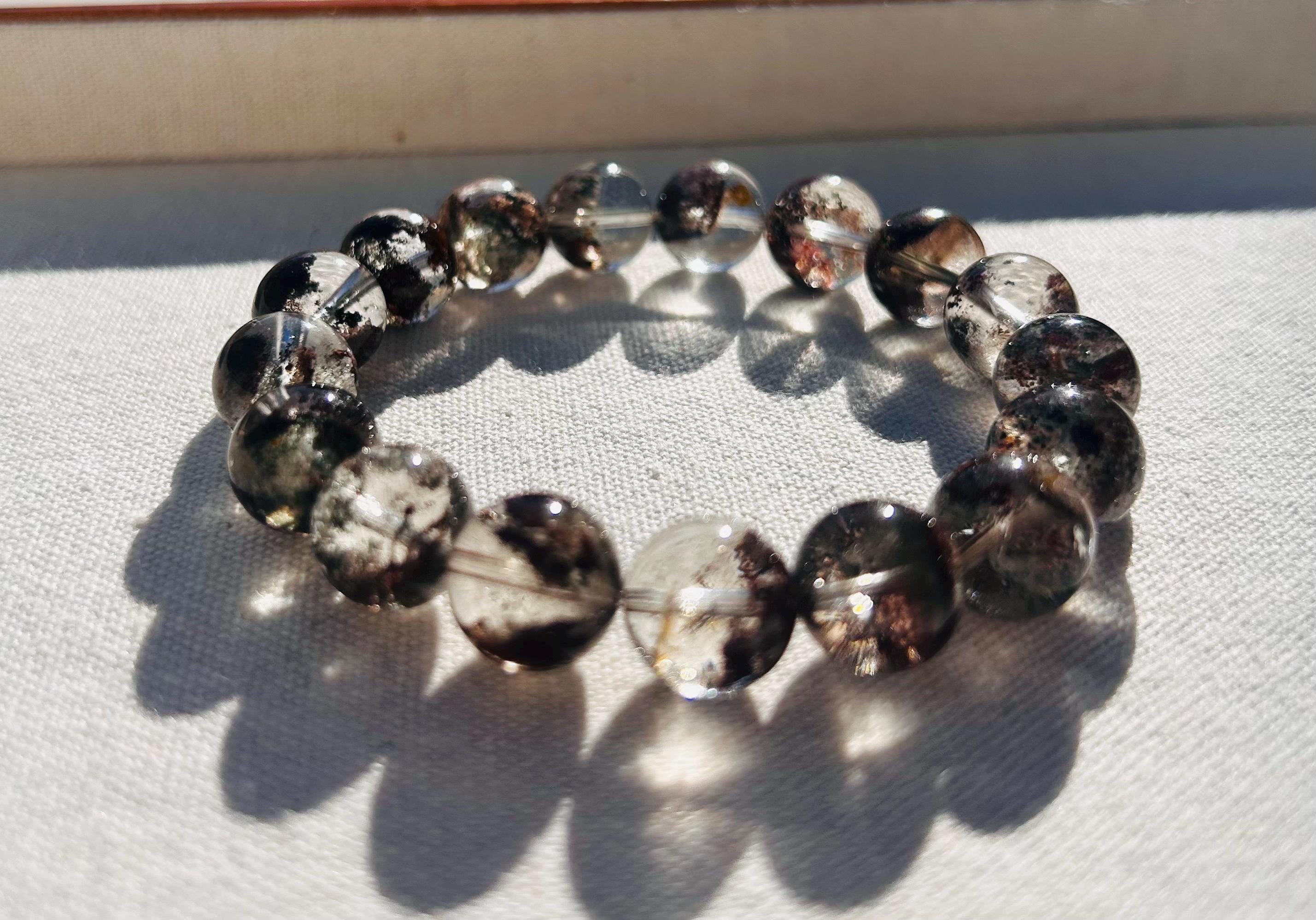 Rare seen beautiful colors phantom clean quartz beads bracelet, Chunky Crystal Beads Bracelet (25-054) (Fits up to 19cm wrist)