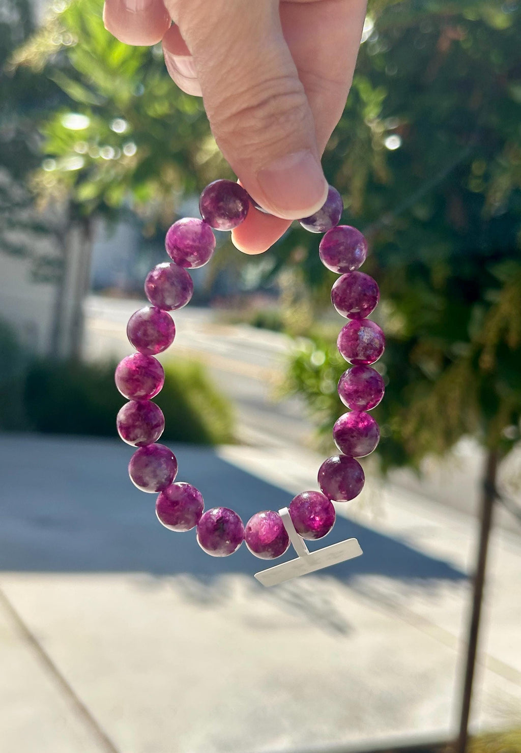 Purple Lepidolite Bracelet: Mica Quartz, 10mm beads, Fits up to 16.8cm Wrist, (26-151)