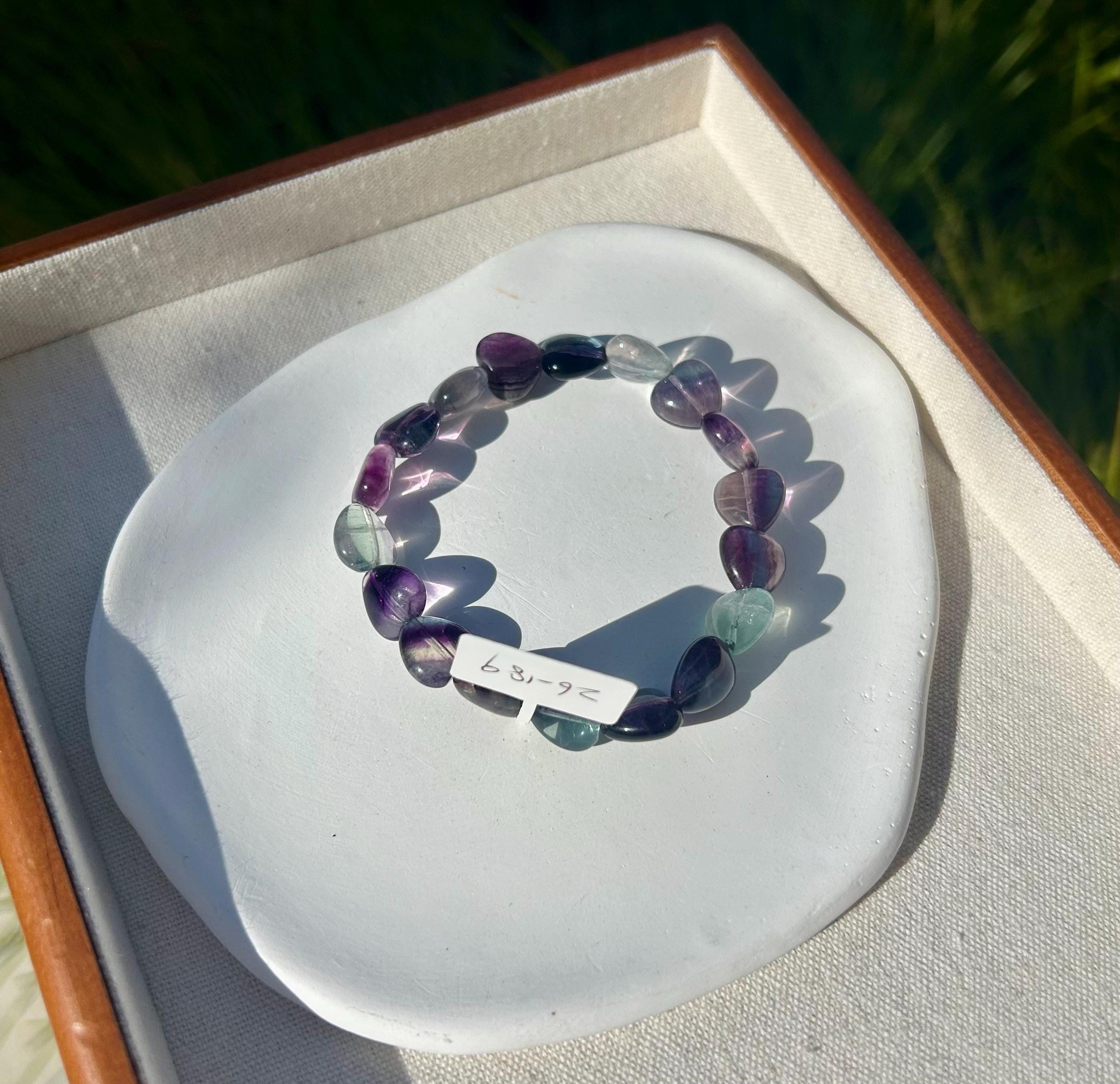 Icy heart shape Fluorite Bracelet, heart shape fluorite beads bracelet, Natural Fluorite Crystal (26-189)