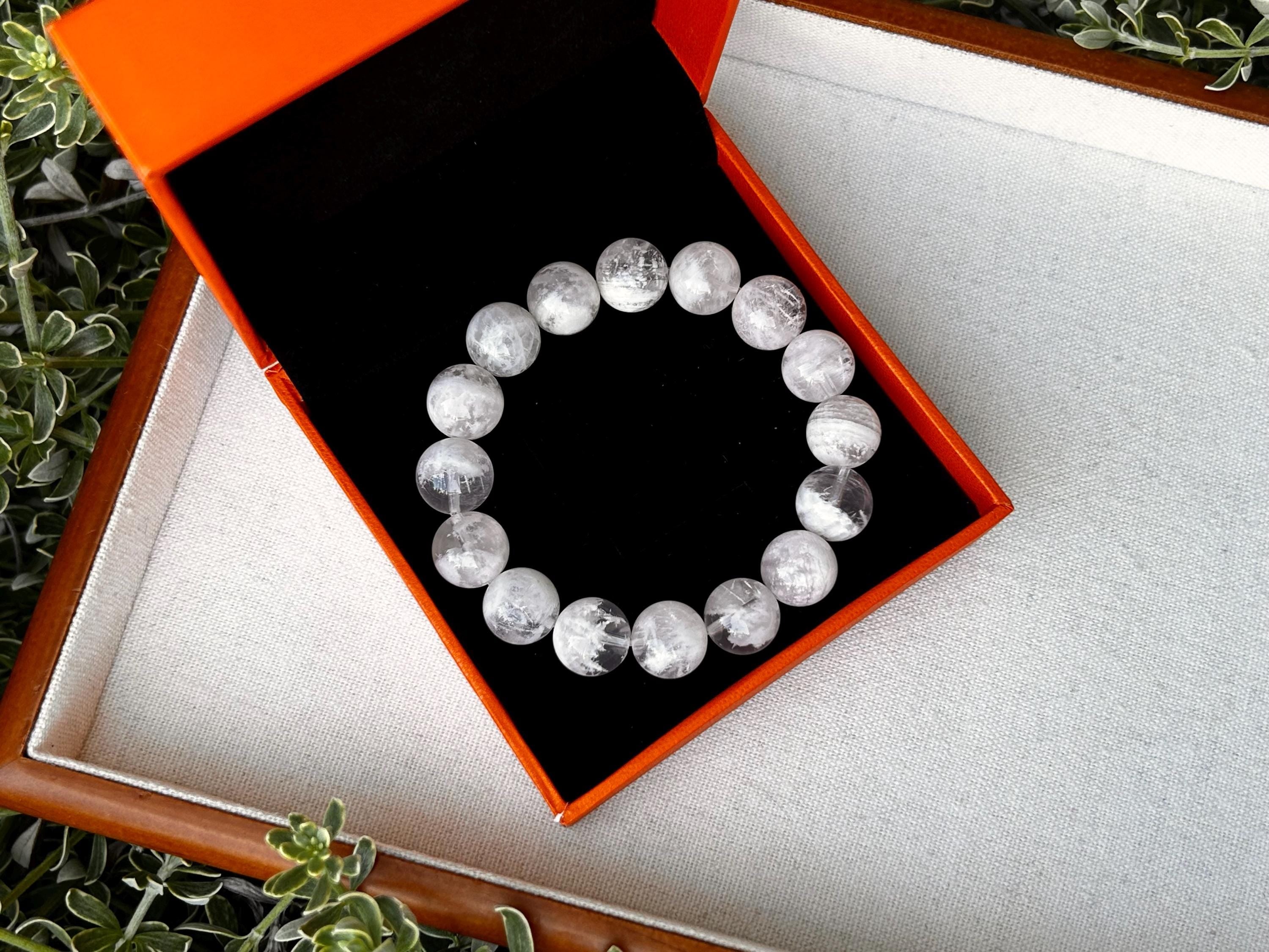 High Quality Snowflake Phantom Crystal Bracelet: Chunky Natural Gemstone Beads, 12.5mm+ beads, fits up to 16.5cm wrist (25-105)