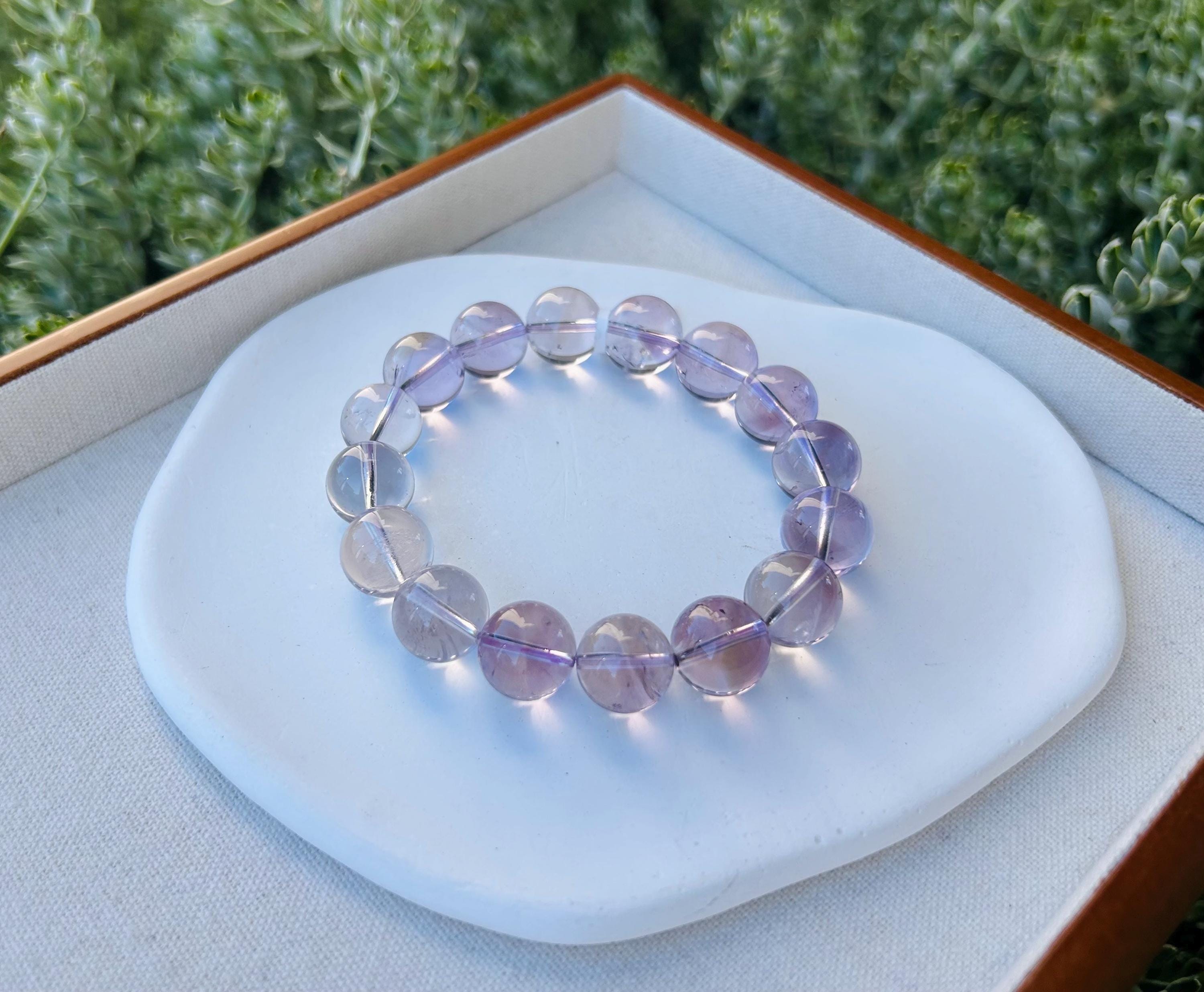 Natural Chunky light color Amethyst Beaded Bracelet, 13mm+ chunky amethyst beads bracelet, Healing Stone, Fits up to 17.5cm wrist)  (26-078)