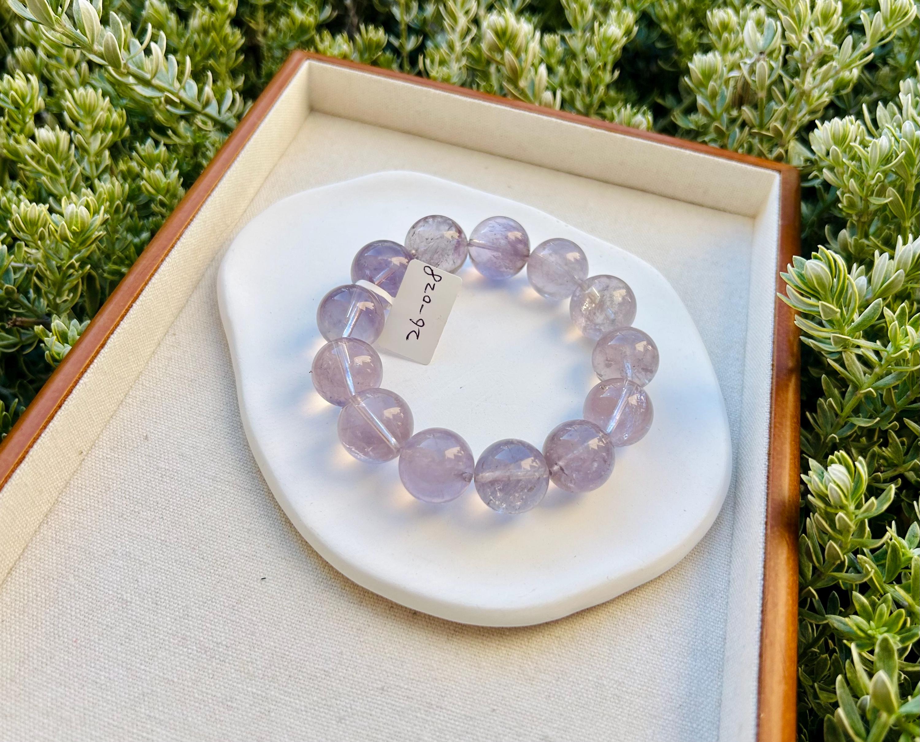 Light purple Natural Chunky Amethyst Beaded Bracelet, 17mm chunky amethyst beads, Healing Stone, Fits up to 17.2cm wrist)  (26-028)