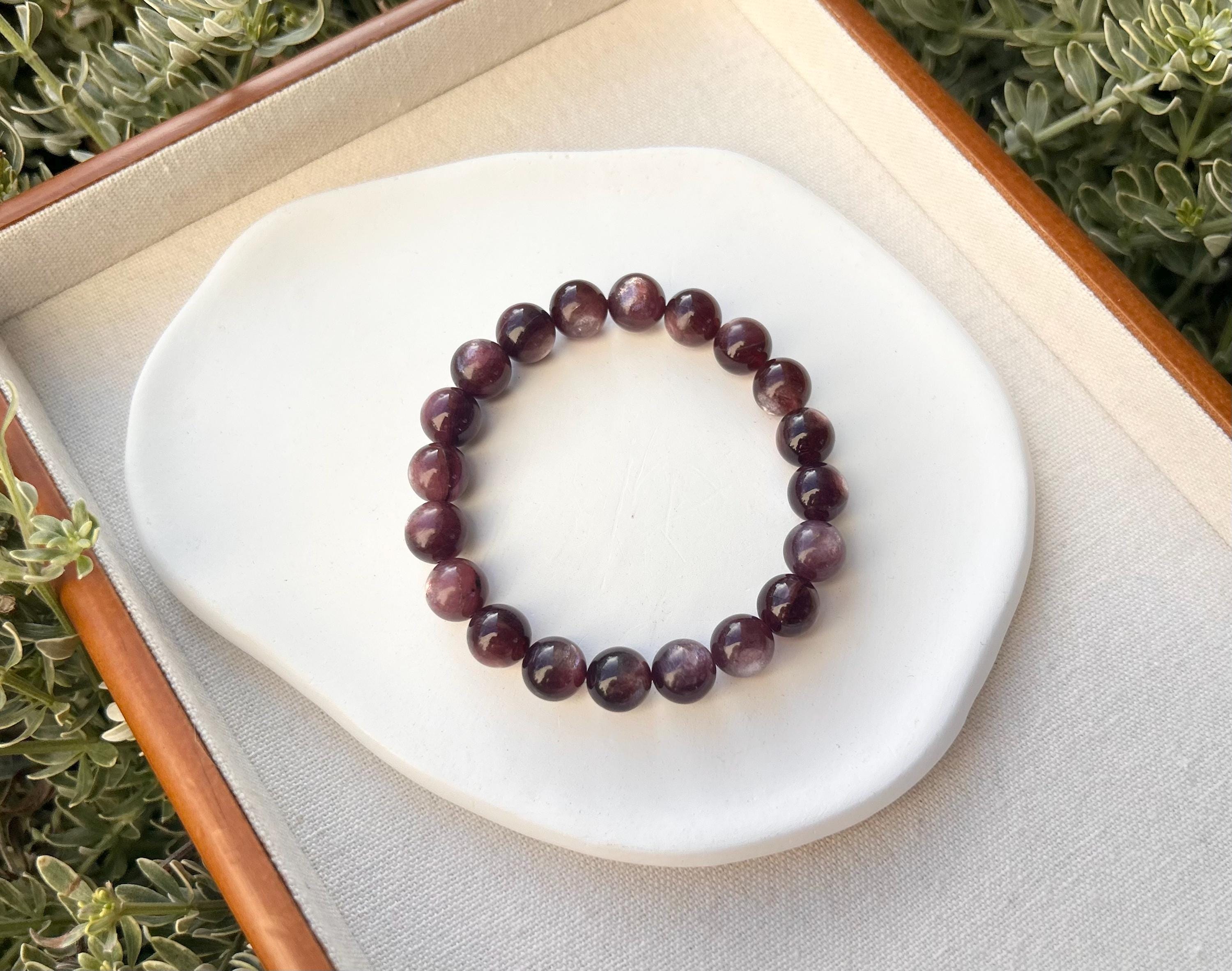 Purple Lepidolite Gemstone Bracelet: Healing Stone Jewelry, 10mm Beads, Fits up to 17cm wrist（25-154)