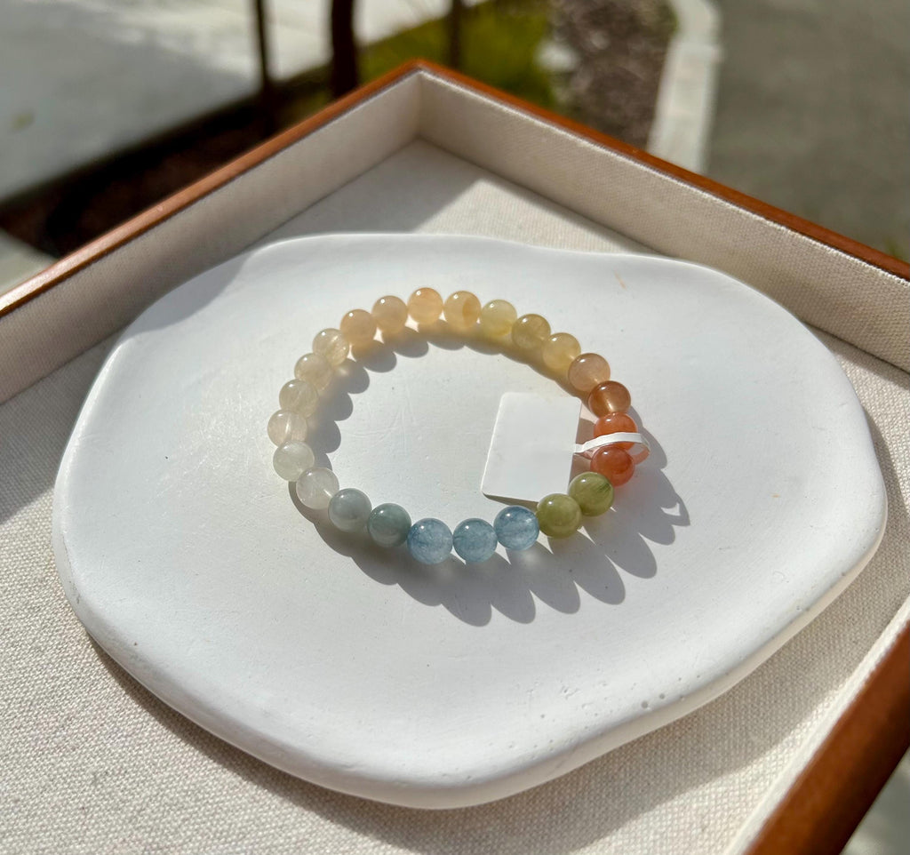 High quality ice cream color Rabbit Hair Quartz beads bracelet 7.8mm beads, fits up to 15cm wrist (26-193)