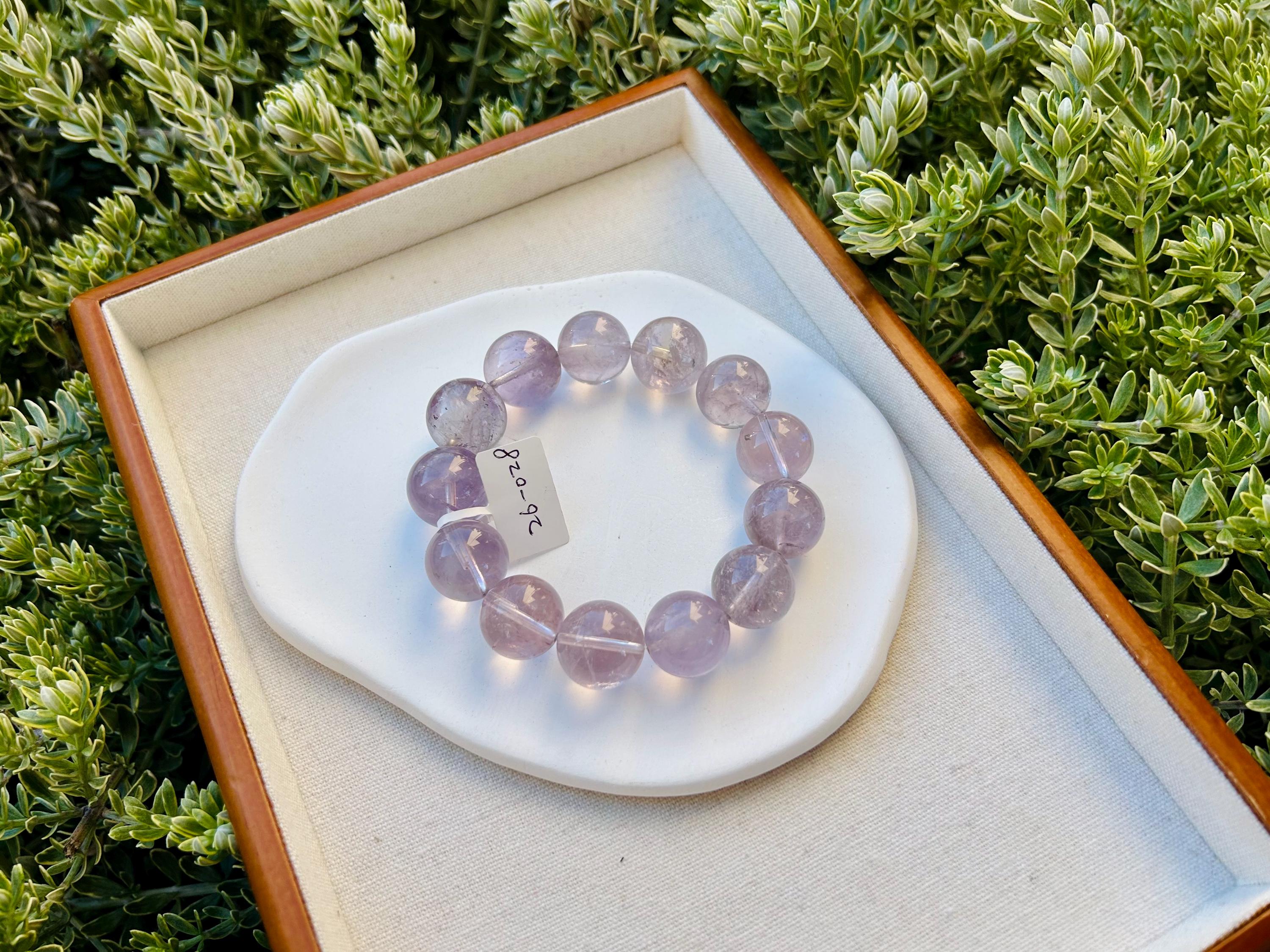 Light purple Natural Chunky Amethyst Beaded Bracelet, 17mm chunky amethyst beads, Healing Stone, Fits up to 17.2cm wrist)  (26-028)