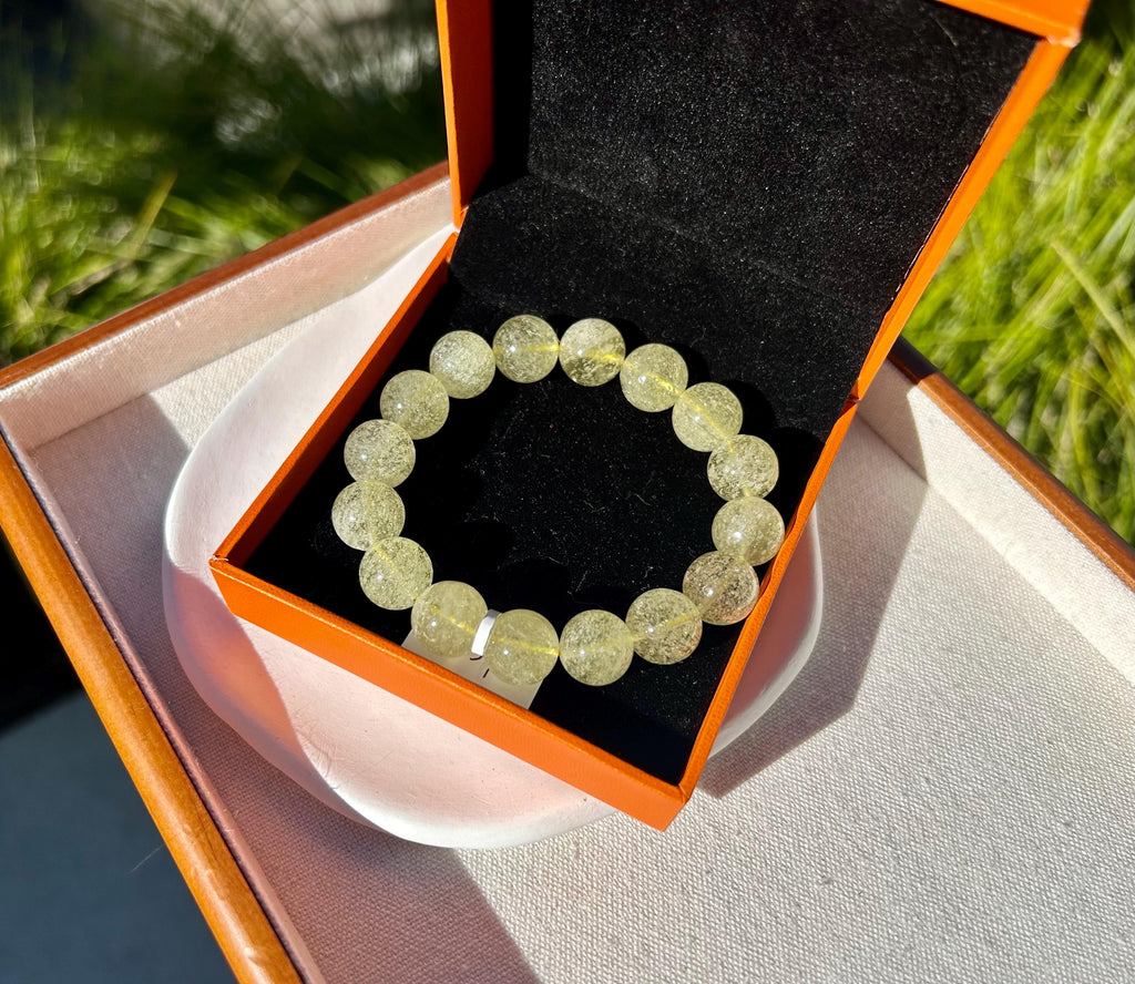 Gold Libyan Desert Glass square beads Bracelet: Tektite Beads, 13mm+ beads, Fits up to 16.8cm wrist (GH-45)