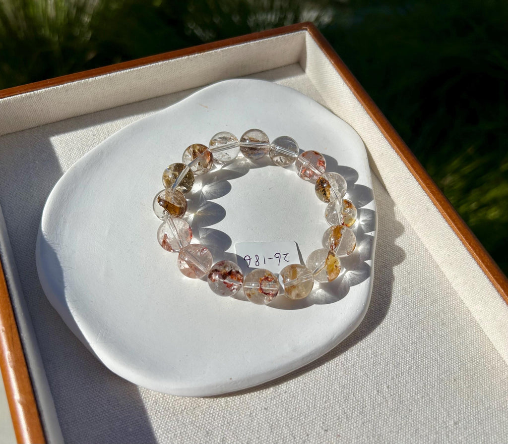 Healing Crystal, Herkimer Diamond Crystal Bracelet: High Frequency Healing Gemstone, 13mm beads, Fits up to 17cm wrist,  (26-186)
