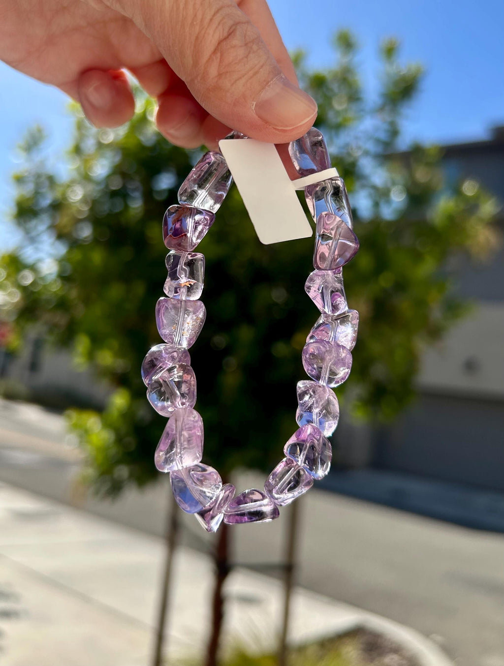 Clean Amethyst nuggets beads bracelet, Genuine amethyst, fits up to 17cm wrist (26-085)