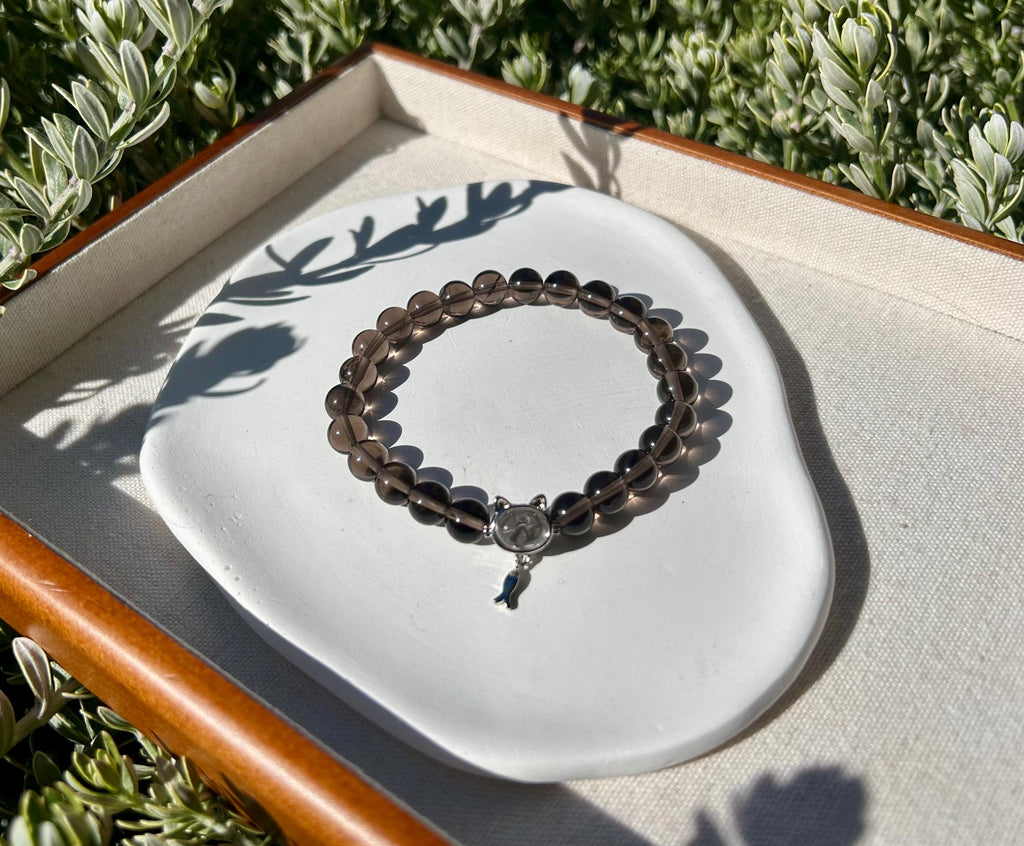 Clear obsidian beads bracelet, good healing and protective stone bracelet, fits up to 17cm wrist (26-057)