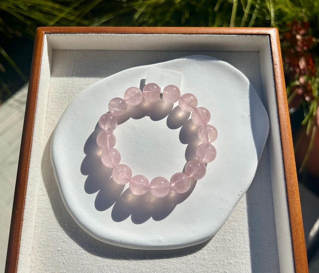Chunky Rose Quartz Beaded Bracelet - 13mm+ Crystal Beads, fits up to 16.8mm wrist (26-185)