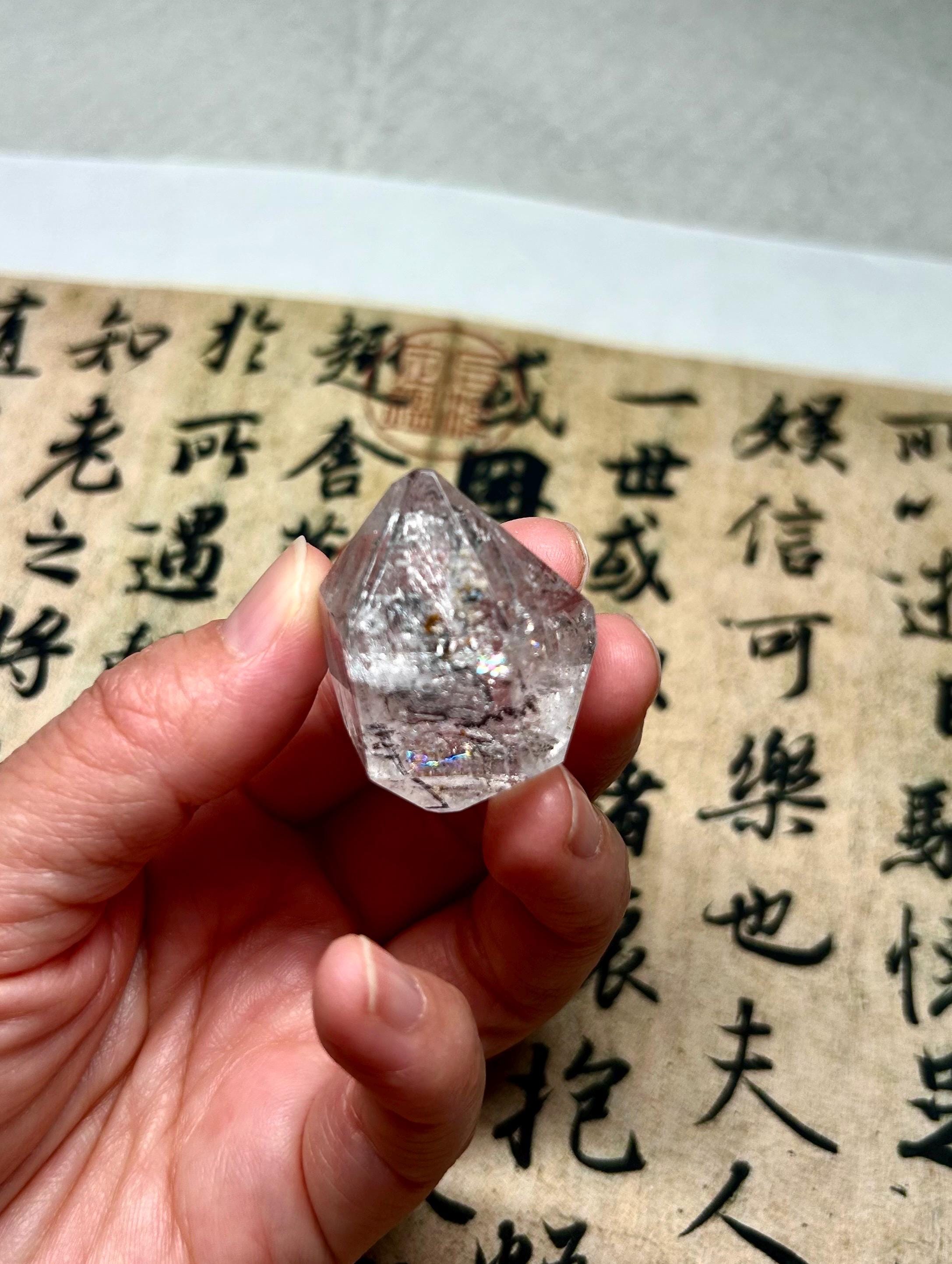 Healing Crystal, Large Double-Terminated Herkimer Diamond Enhydro Quartz with Moving Sand & Giant Bubble Inclusion(24.7g) (26-127)
