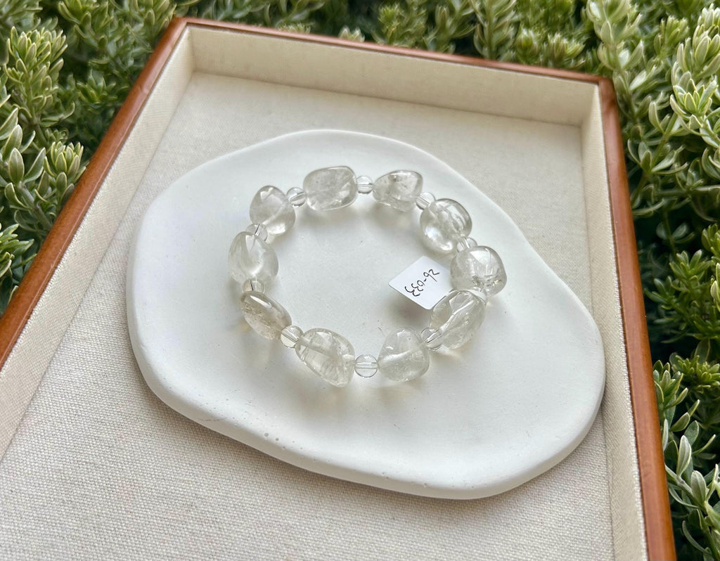 Clear Quartz Crystal Nugget Bracelet - Natural Stone Jewelry, fits up to 17.5cm wrist (26-033)