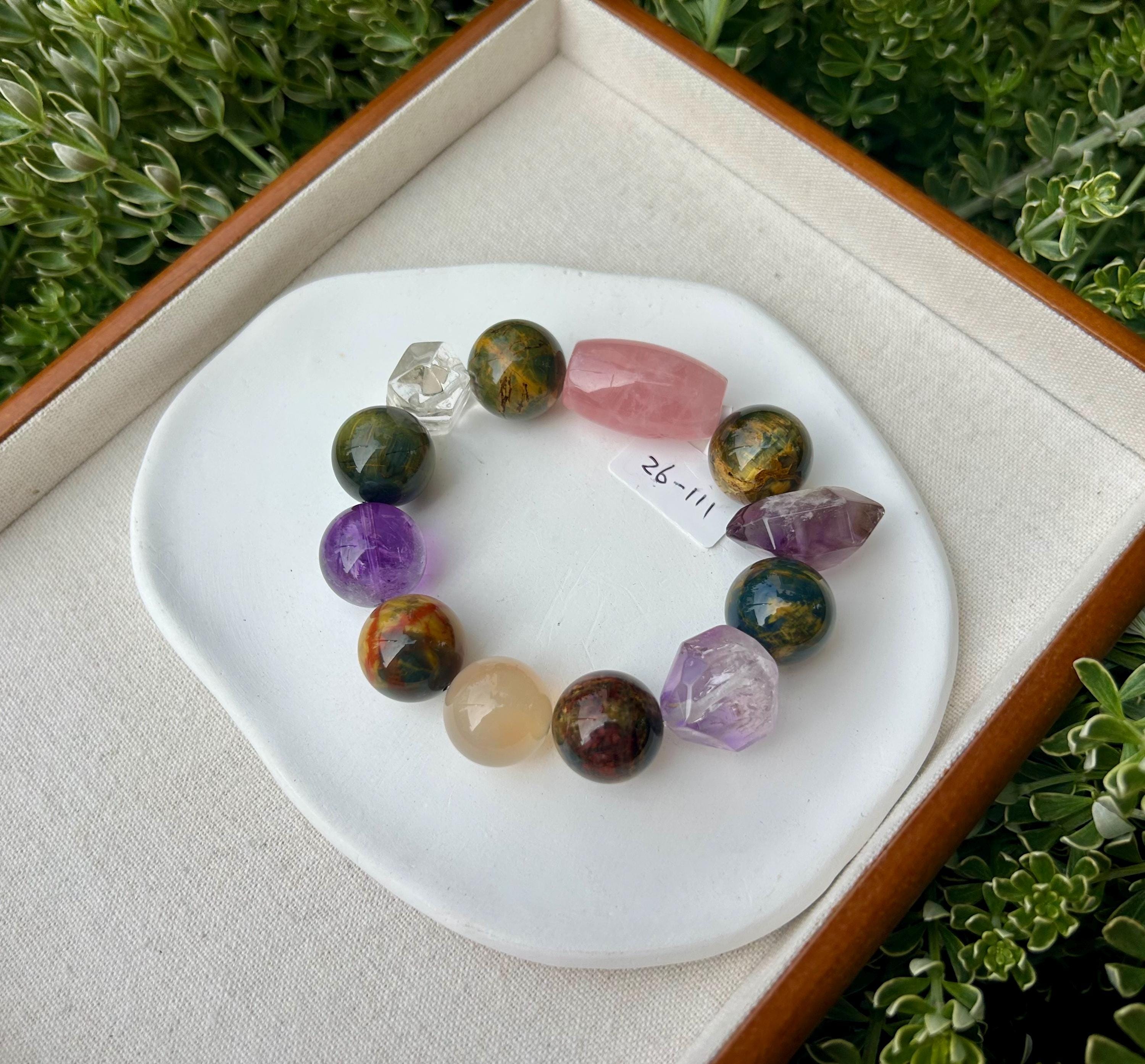 High quality Chunky Pietersite beads bracelet, with multiple color quartz beads, 18mm round Pietersite beads, fits up to 17cm wrist (26-111)