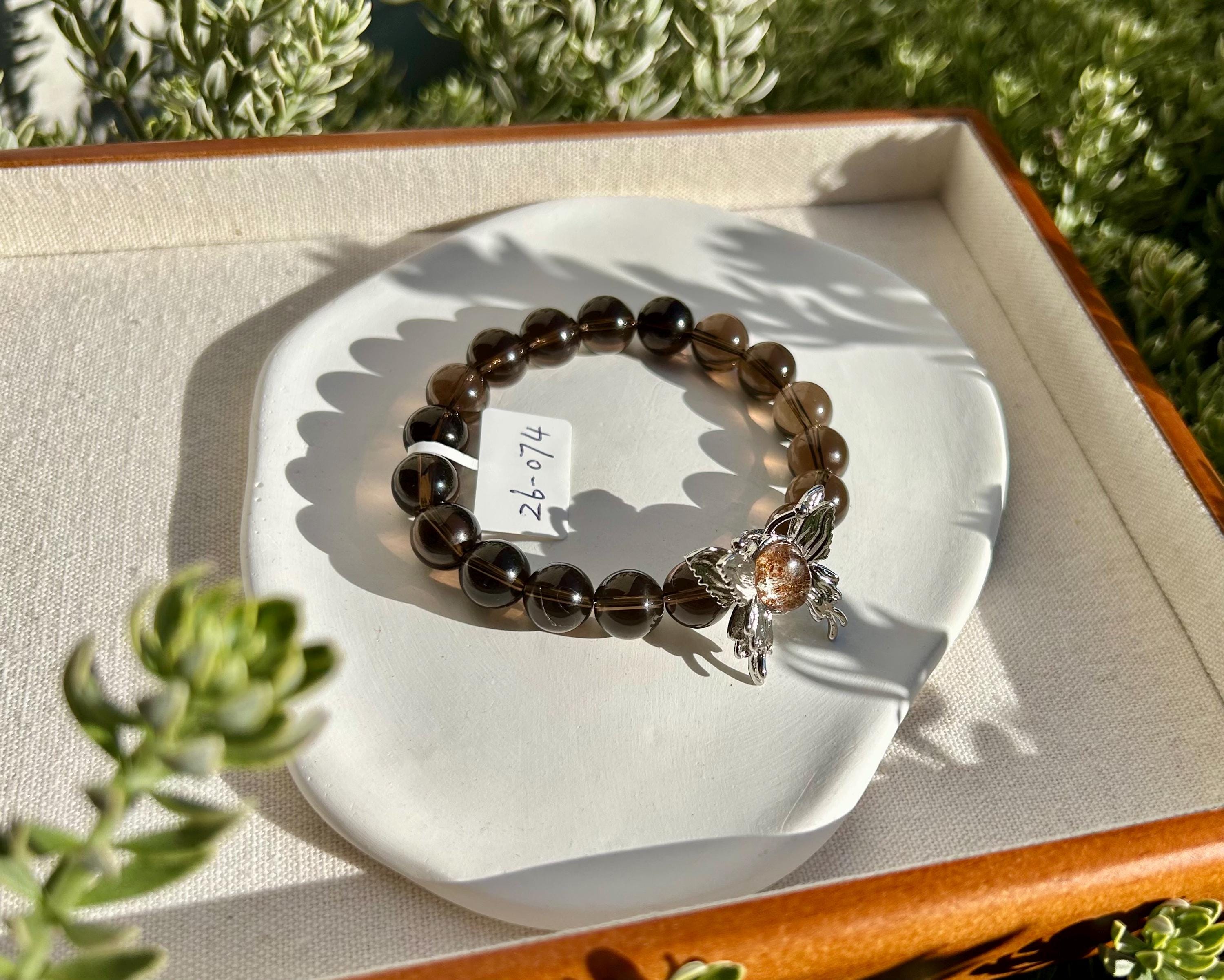 High Quality Natural Smoky Quartz Crystal Bracelet, good healing and protective stone bracelet, Fits up to 16.5cm wrist (26-074)