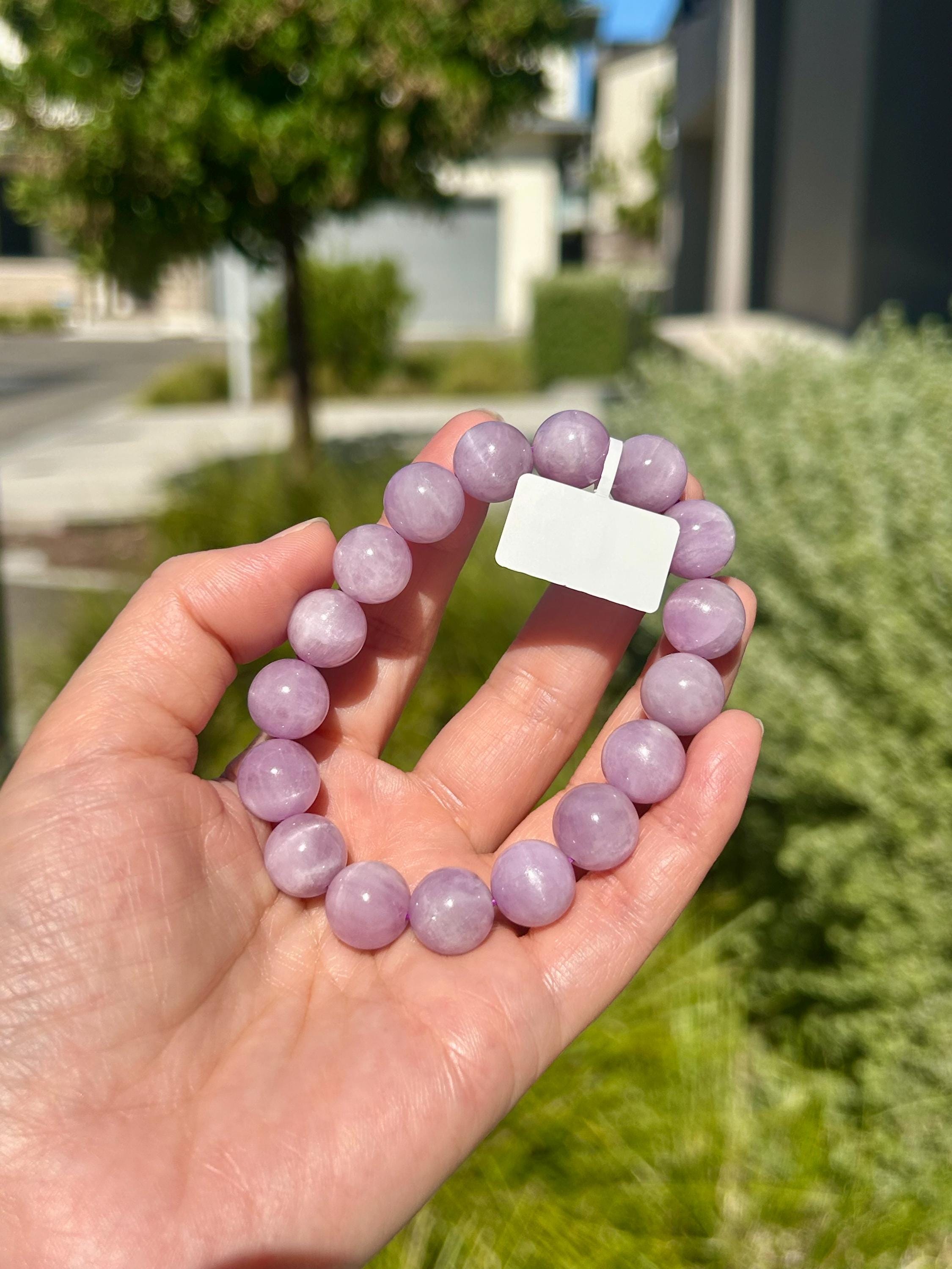Purple Kunzite Round Beaded Bracelet, 12mm beads, fits up to 17cm wrist (26-152)