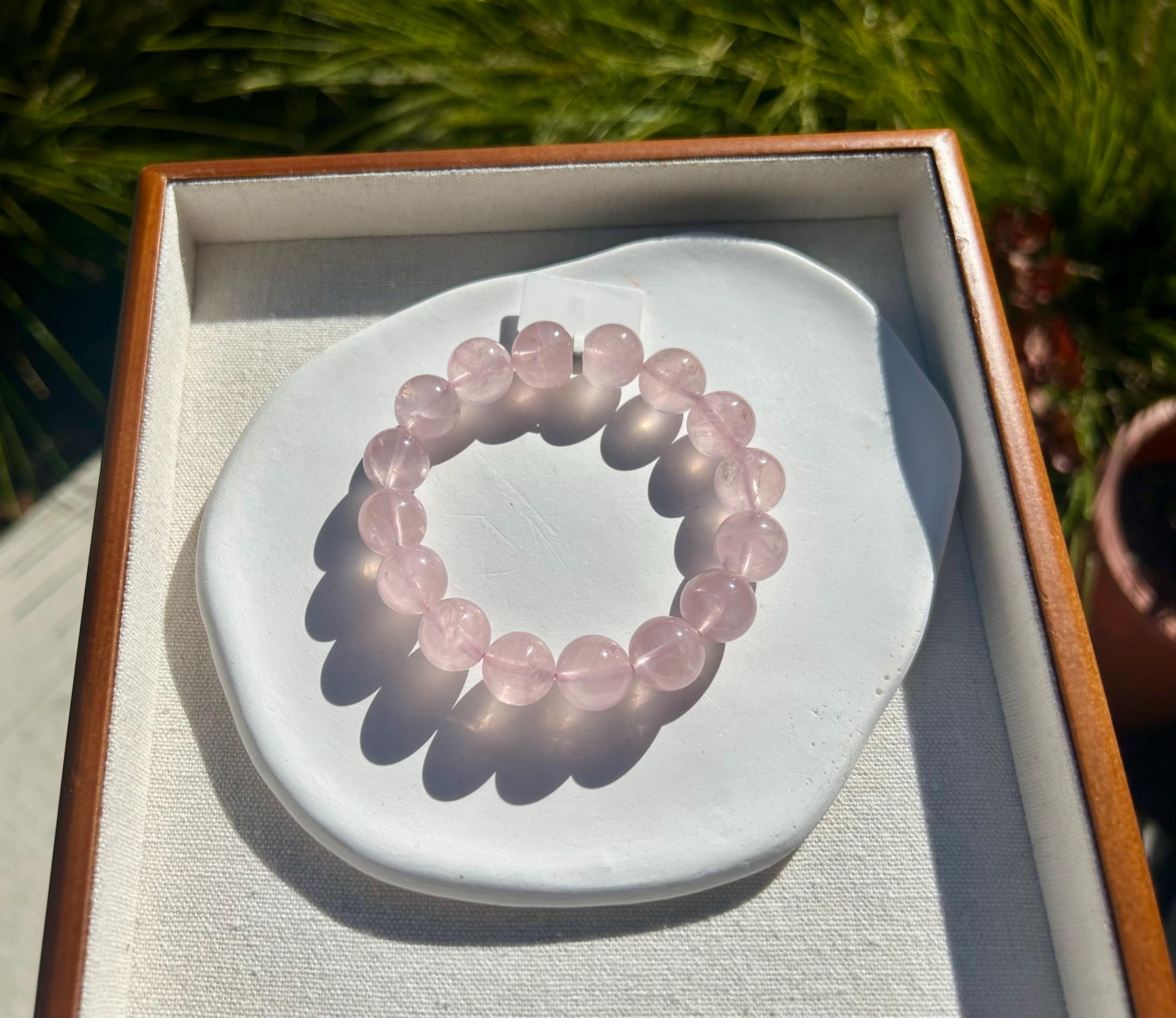 Chunky Rose Quartz Beaded Bracelet - 13mm+ Crystal Beads, fits up to 16.8mm wrist (26-185)