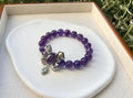 Natural Amethyst Crystal Beaded Bracelet - Stretchy Gemstone Healing, Fits up to 16cm wrist (25-139)