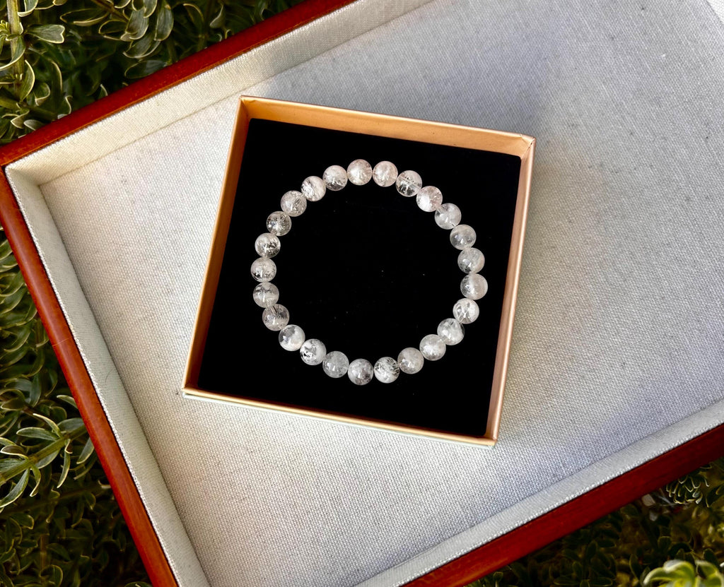 Natural Snowflake phantom Crystal bracelet, Natural Snowflake phantom quartz, genuine crystal bracelet