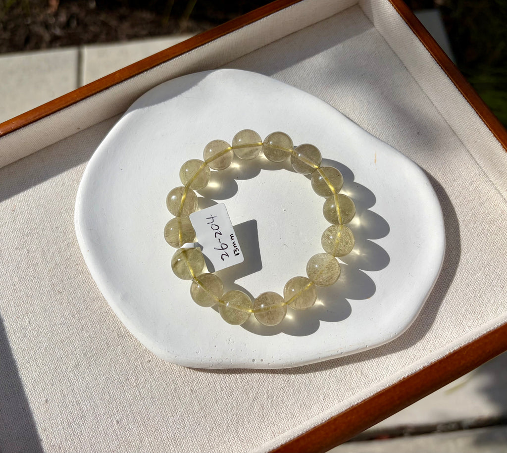High Clarity Gold Libyan Desert Glass square beads Bracelet: Tektite Beads, 13mm+ beads, Fits up to 16.5cm wrist (26-204)