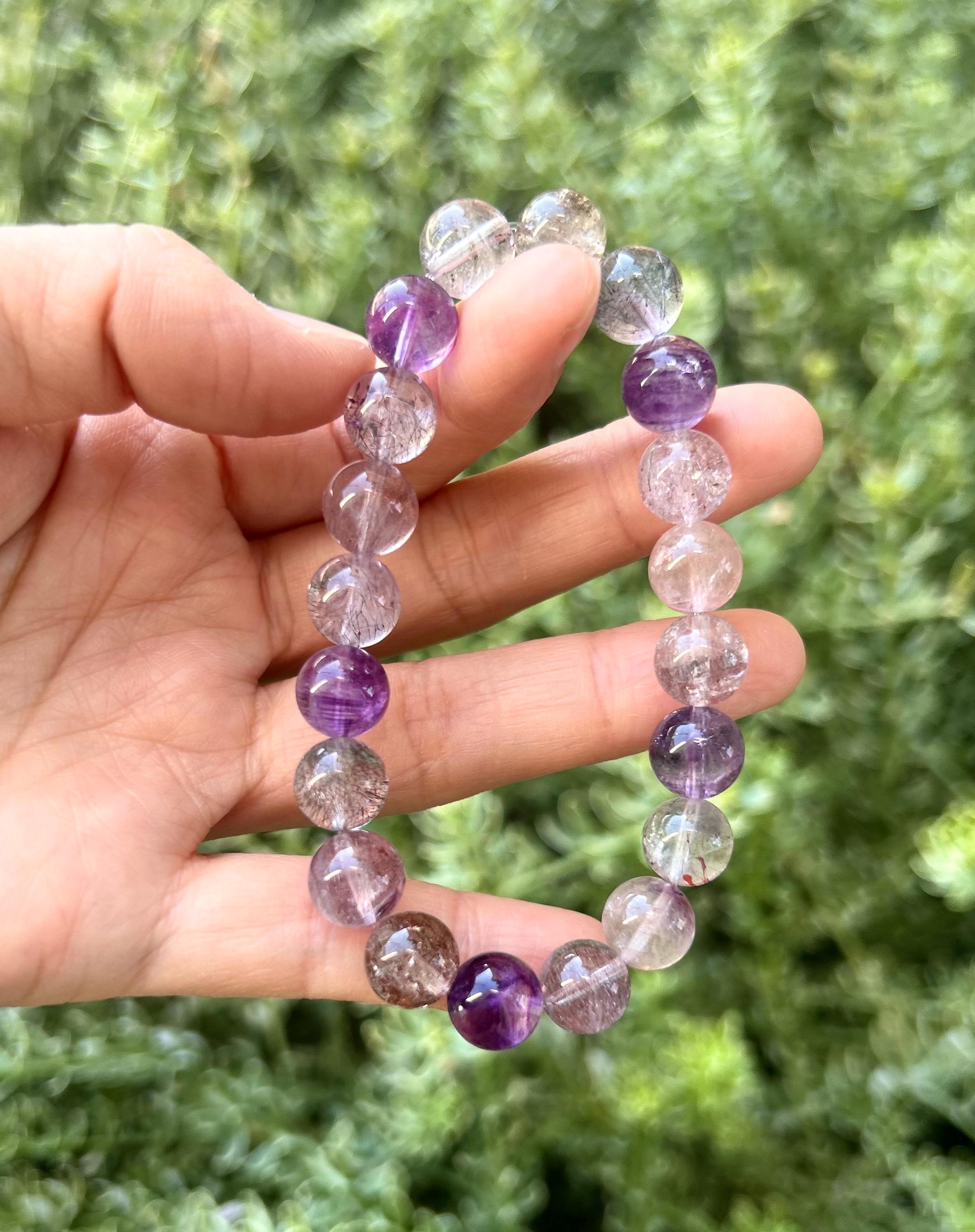 High Clarity Quality Super Seven Beads Bracelet, Clear Super seven with full of string inside - 25-102