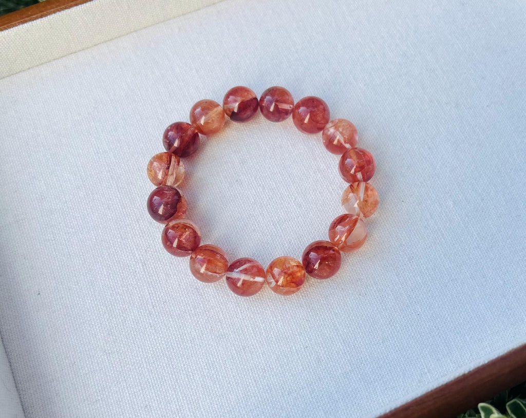 Chunky Red Hematite Quartz Bead Bracelet, Natural Crystal (12mm), Fits up to 16cm wrist (GH-007)