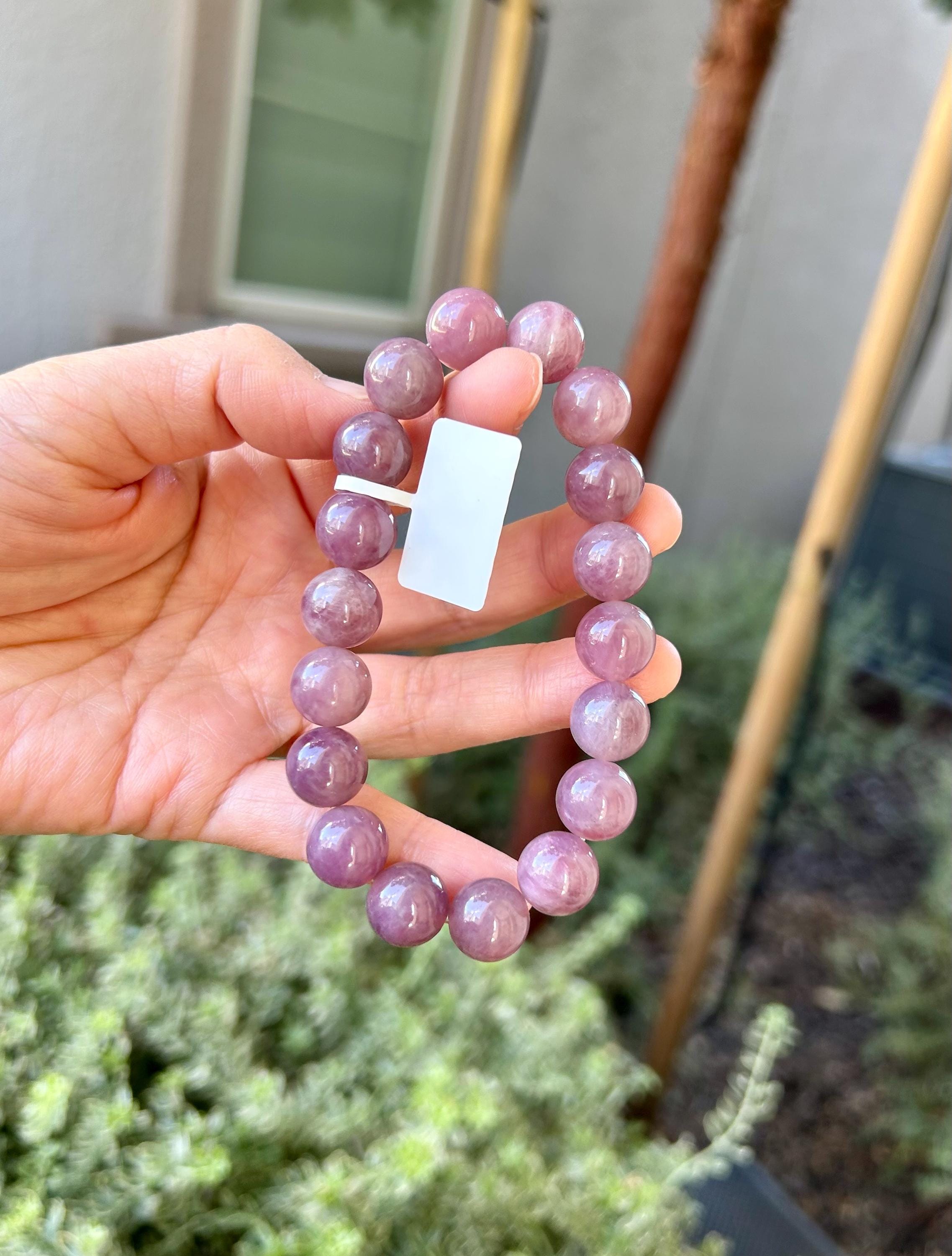 Large size bracelet, Purple Rose Quartz beads Bracelet, 11.5mm beads, Fits up to 17.5cm wrist. (25-205)