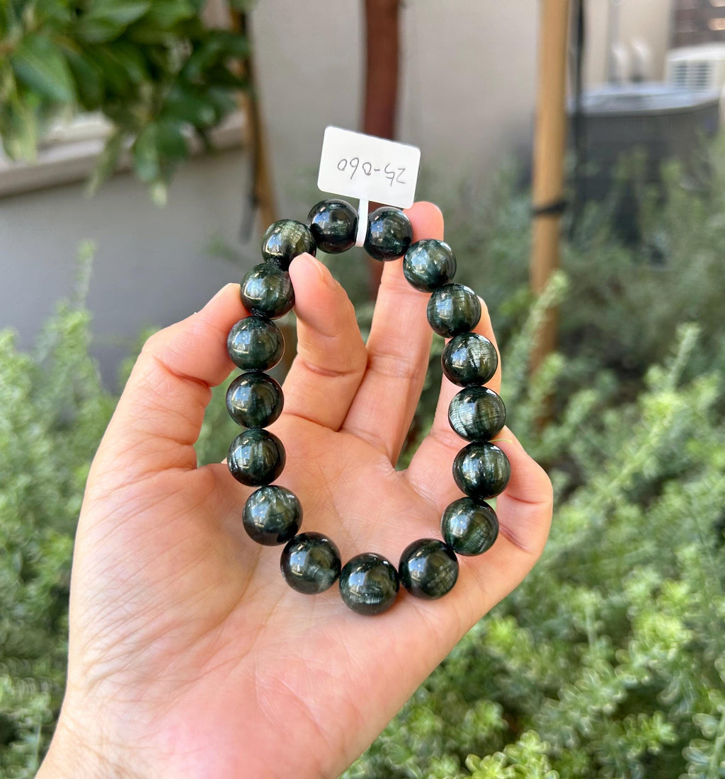 Chunky Green Seraphinite Beads Bracelet - 13mm, fits up to 18.5cm wrist (25-060)