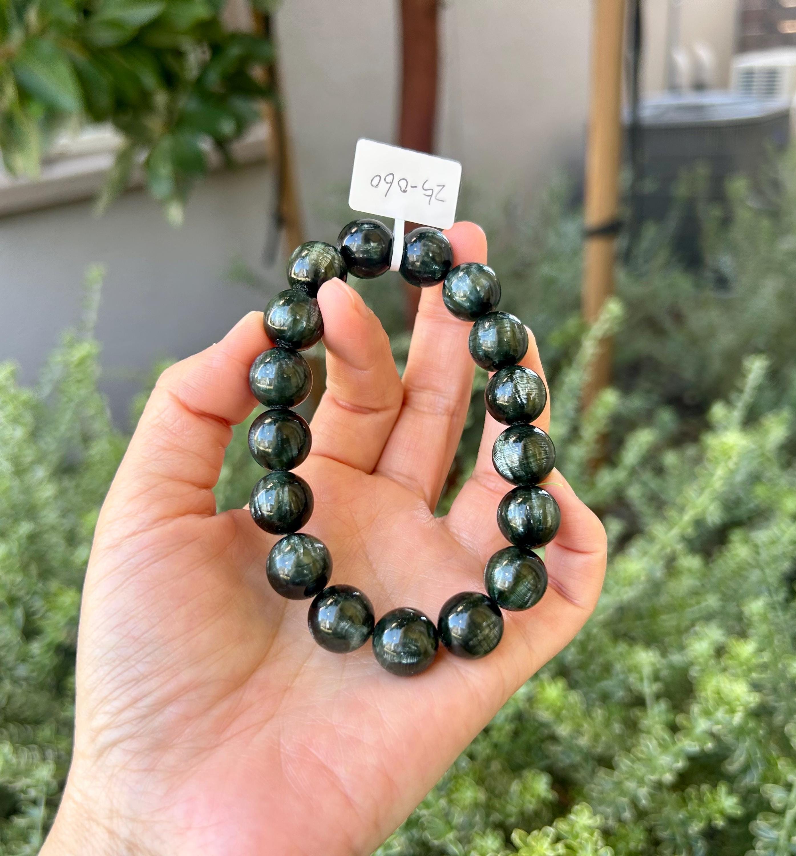 Chunky Green Seraphinite Beads Bracelet - 13mm, fits up to 18.5cm wrist (25-060)