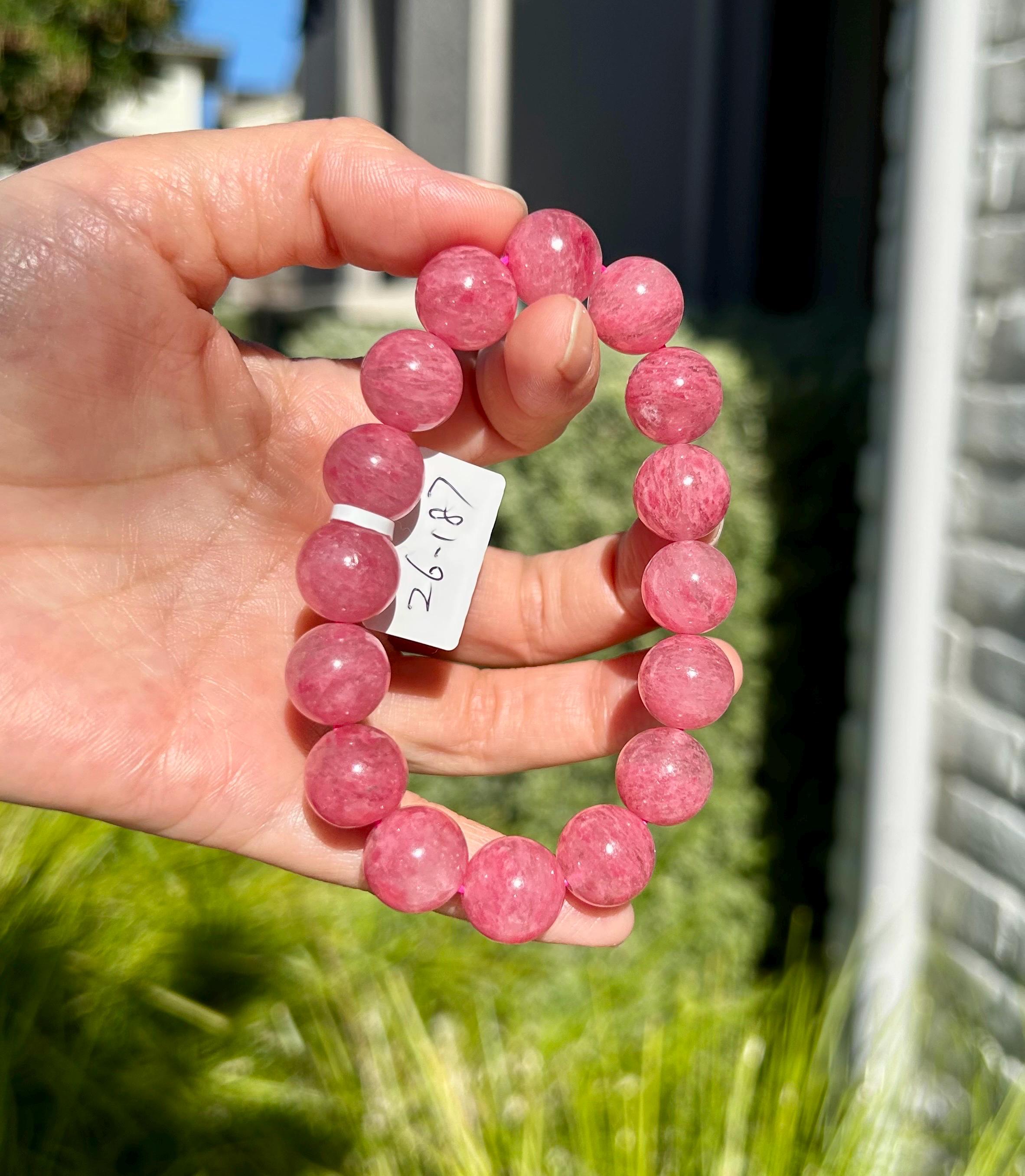 High Quality Natural Rhodonite Bracelet, Sakura Rhodonite, Genuine Crystal Bracelet (26-187)