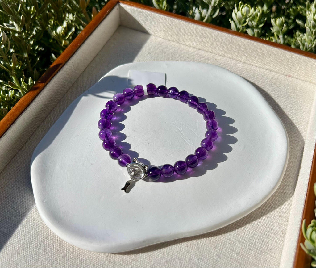 9mm beads Lavender Amethyst Bead Bracelet - fits up to 17cm wrist (26-061)