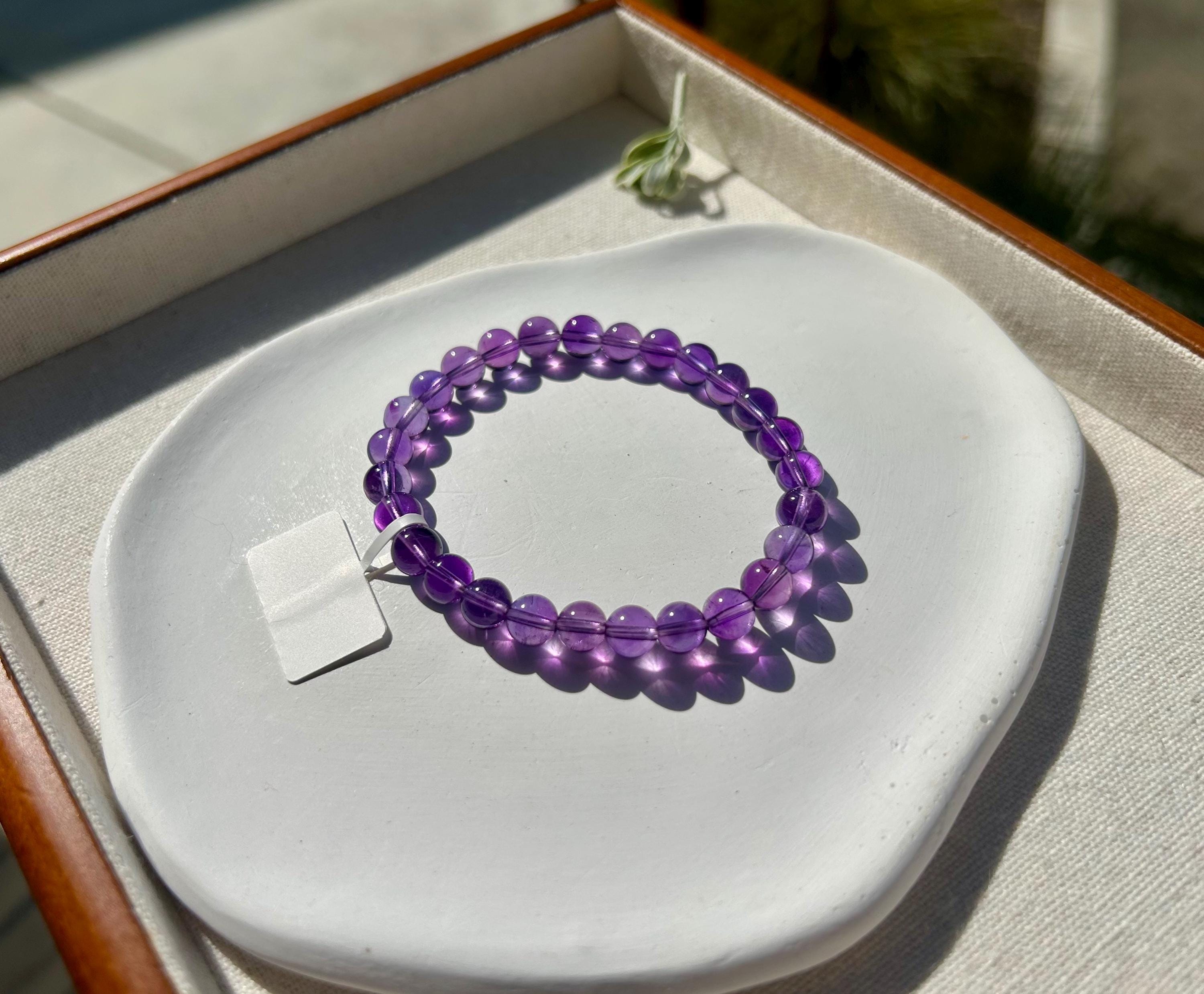 Premium select super clean Amethyst Nugget cut Bead Bracelet: Crystal Gemstone Jewelry, fits up to 16.5cm wrist (26-138)