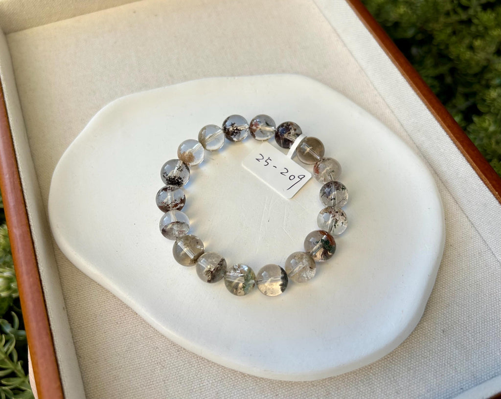 Four Season Phantom Quartz Crystal Bracelet: Eight-Faceted Gemstone Bead, fits up to 16.5cm wrist (25-209)