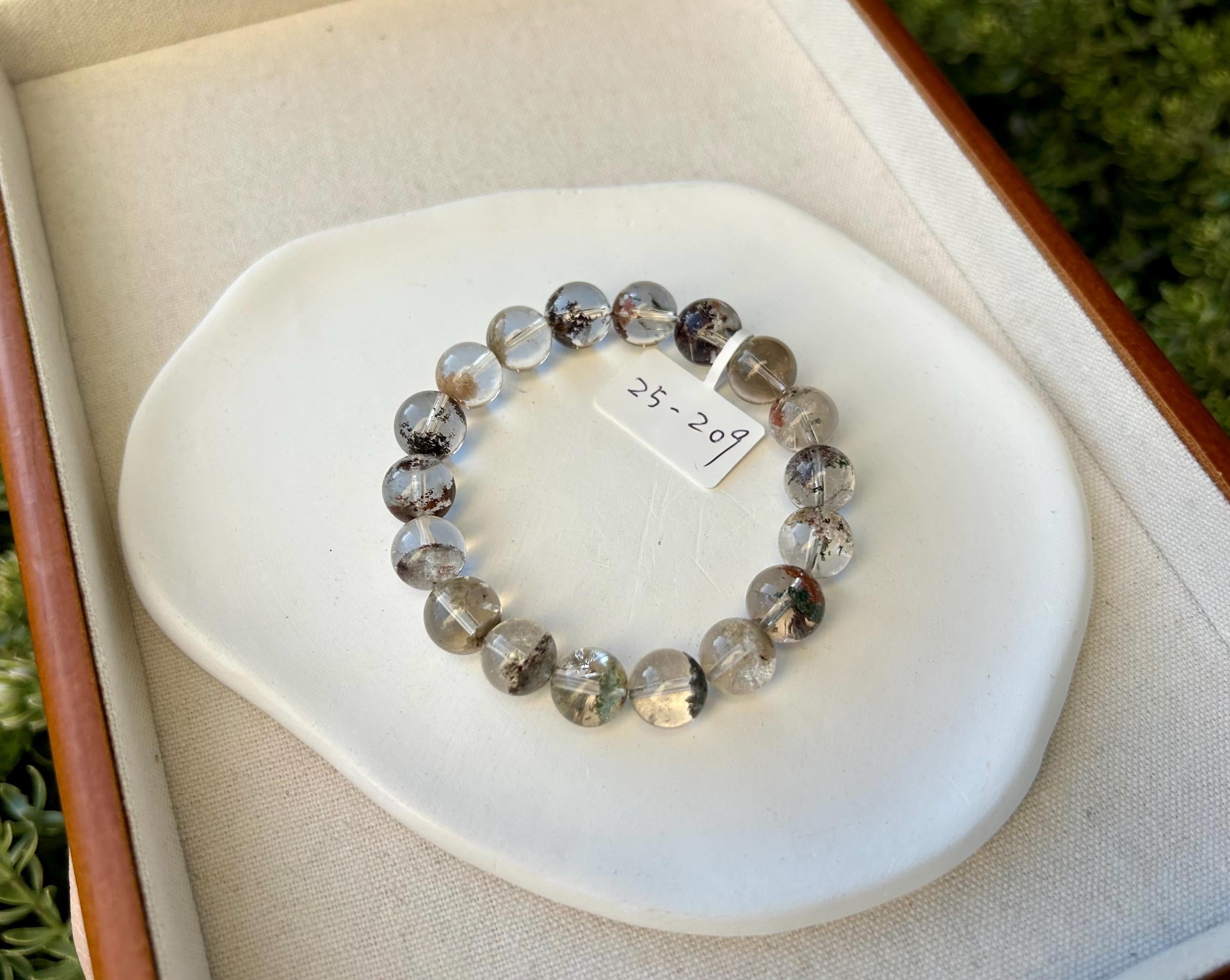 Four Season Phantom Quartz Crystal Bracelet: Eight-Faceted Gemstone Bead, fits up to 16.5cm wrist (25-209)